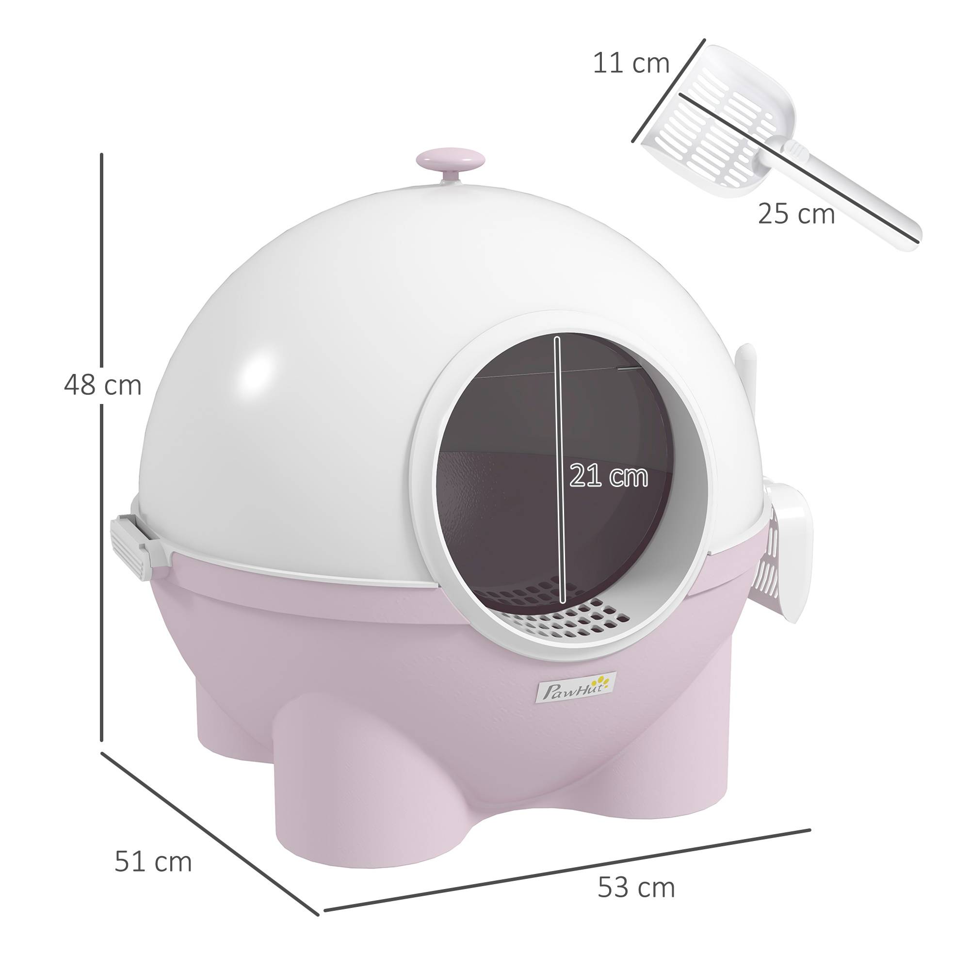 ComfortXL - Maison de toilette chat plastique fermée pliable porte battante 53x51x48cm rose blanc - ComfortXL Outdoor Living - Image 5