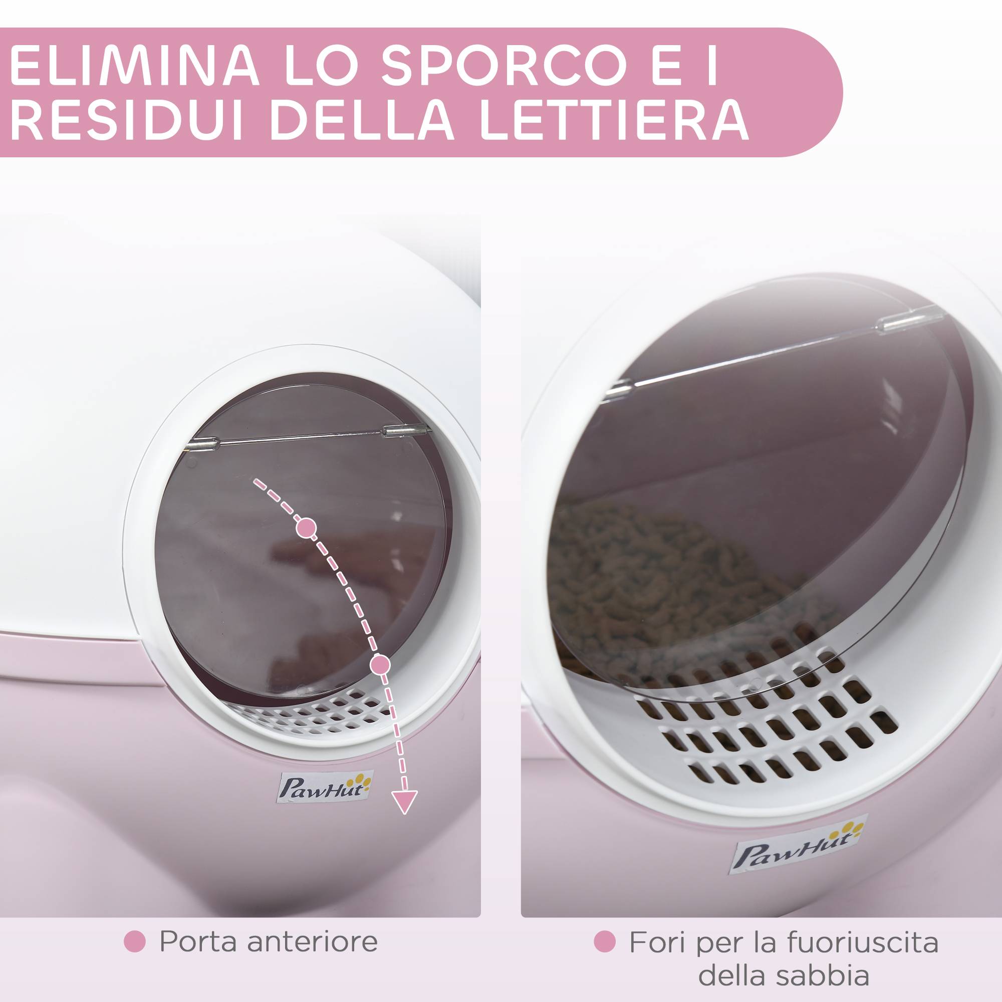 ComfortXL - Maison de toilette chat plastique fermée pliable porte battante 53x51x48cm rose blanc - ComfortXL Outdoor Living - Image 6