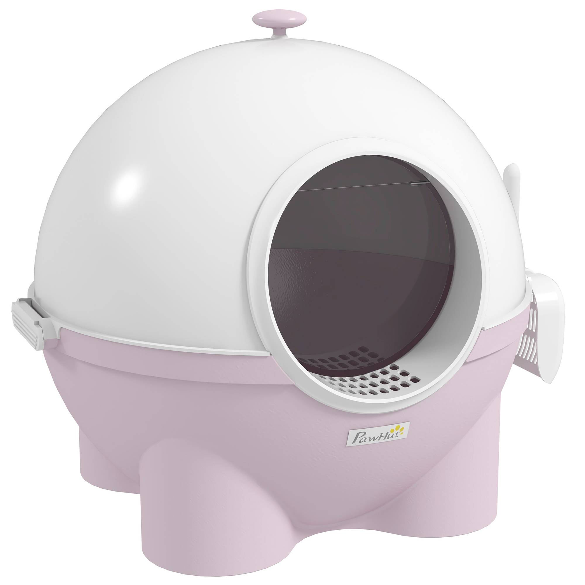 ComfortXL - Maison de toilette chat plastique fermée pliable porte battante 53x51x48cm rose blanc - ComfortXL Outdoor Living - Image 2