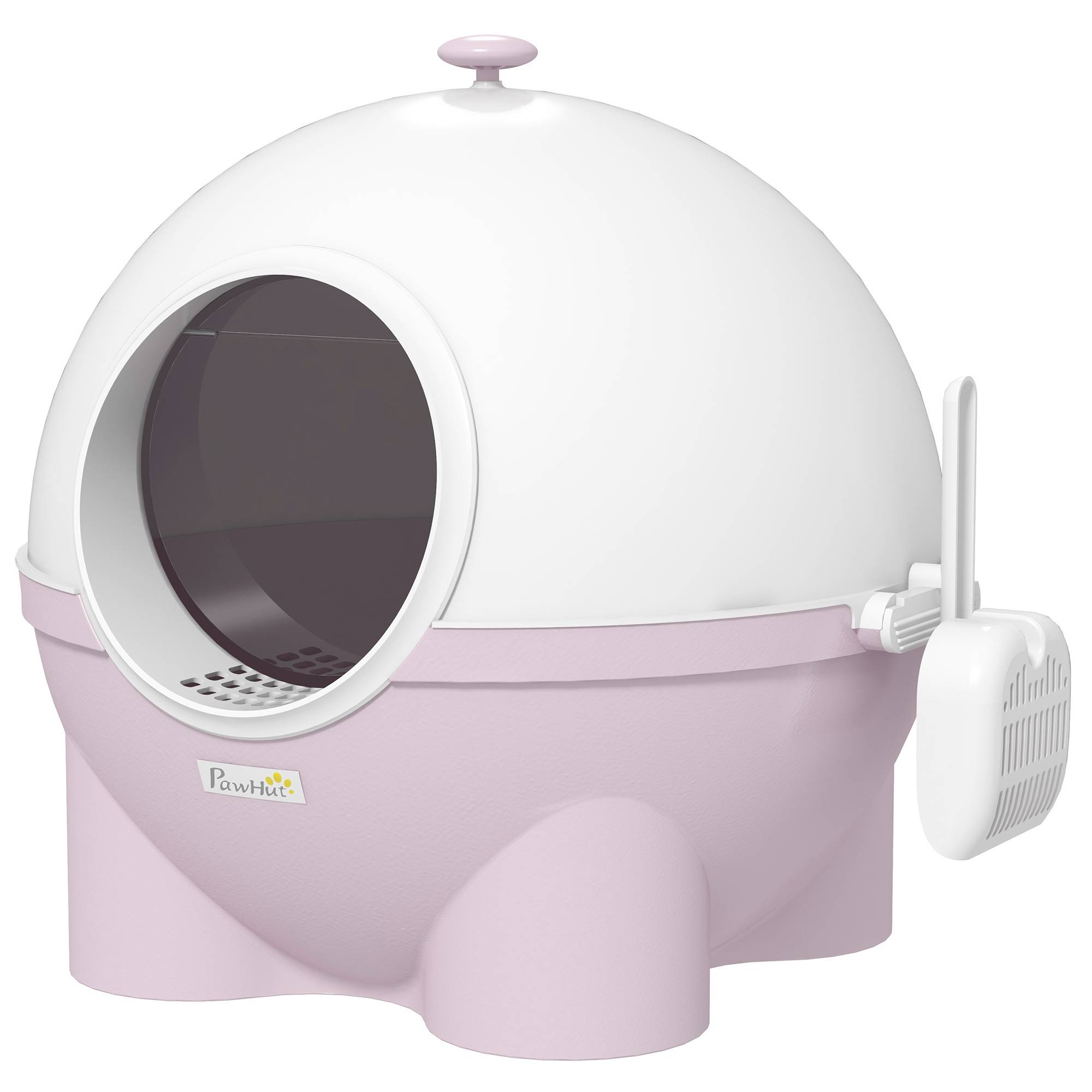 ComfortXL - Maison de toilette chat plastique fermée pliable porte battante 53x51x48cm rose blanc - ComfortXL Outdoor Living - Image 1