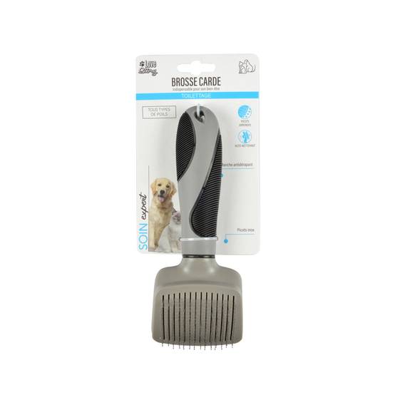 Love Story - Brosse de Toilettage "Manche Ergonomique" 19cm Gris - Image 4