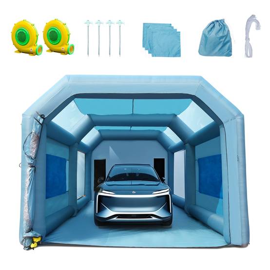 VEVOR Cabine de Peinture Gonflable 8x4,5x3,3 m, Oxford 210D, Filtration, 2 Souffleurs. - Image 1
