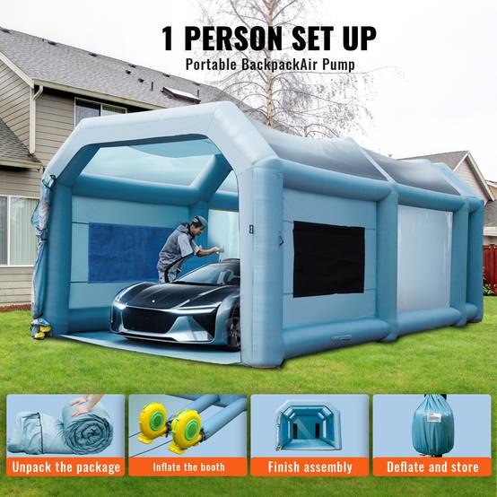 VEVOR Cabine de Peinture Gonflable 8x4,5x3,3 m, Oxford 210D, Filtration, 2 Souffleurs. - Image 5