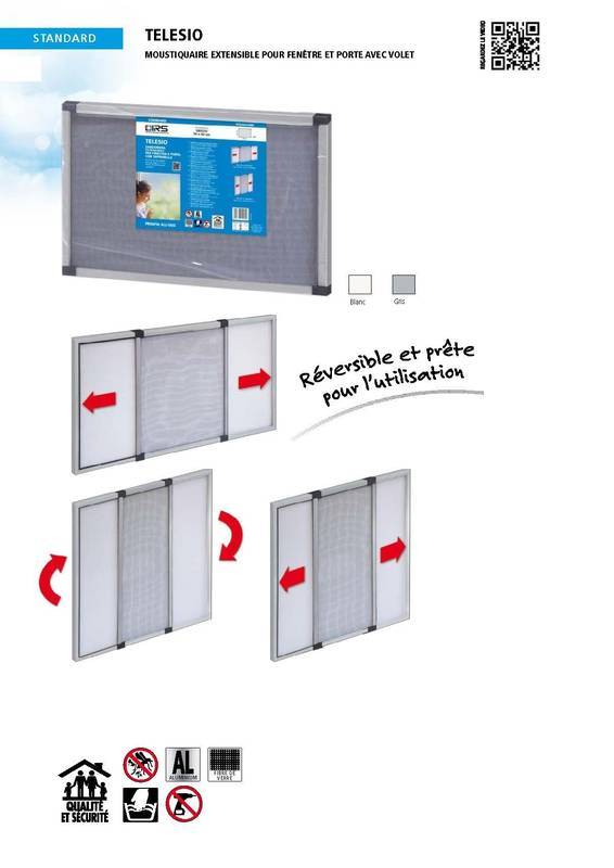 Moustiquaire extensible pour fenêtre - TELESIO 70X50 - BLANC - Image 4