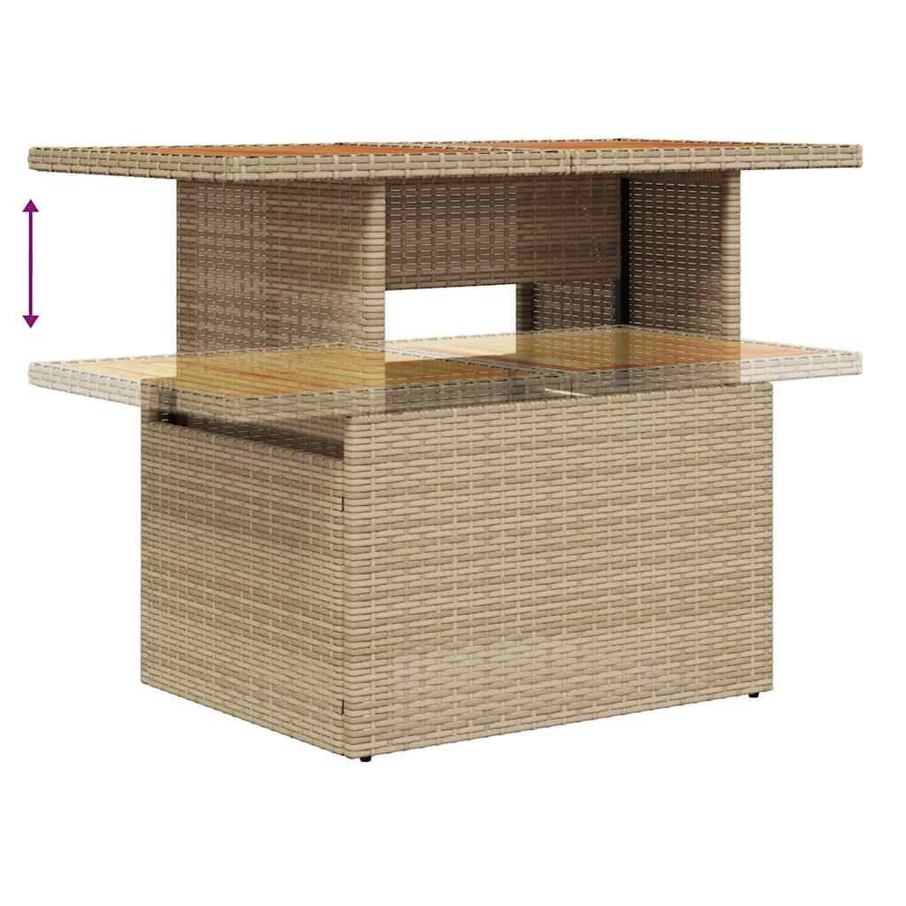 Canapé Modulable Coffre 5 pcs Polyrotin Beige & Bois Acacia Table Design – ComfortXL Outdoor Living - Image 9