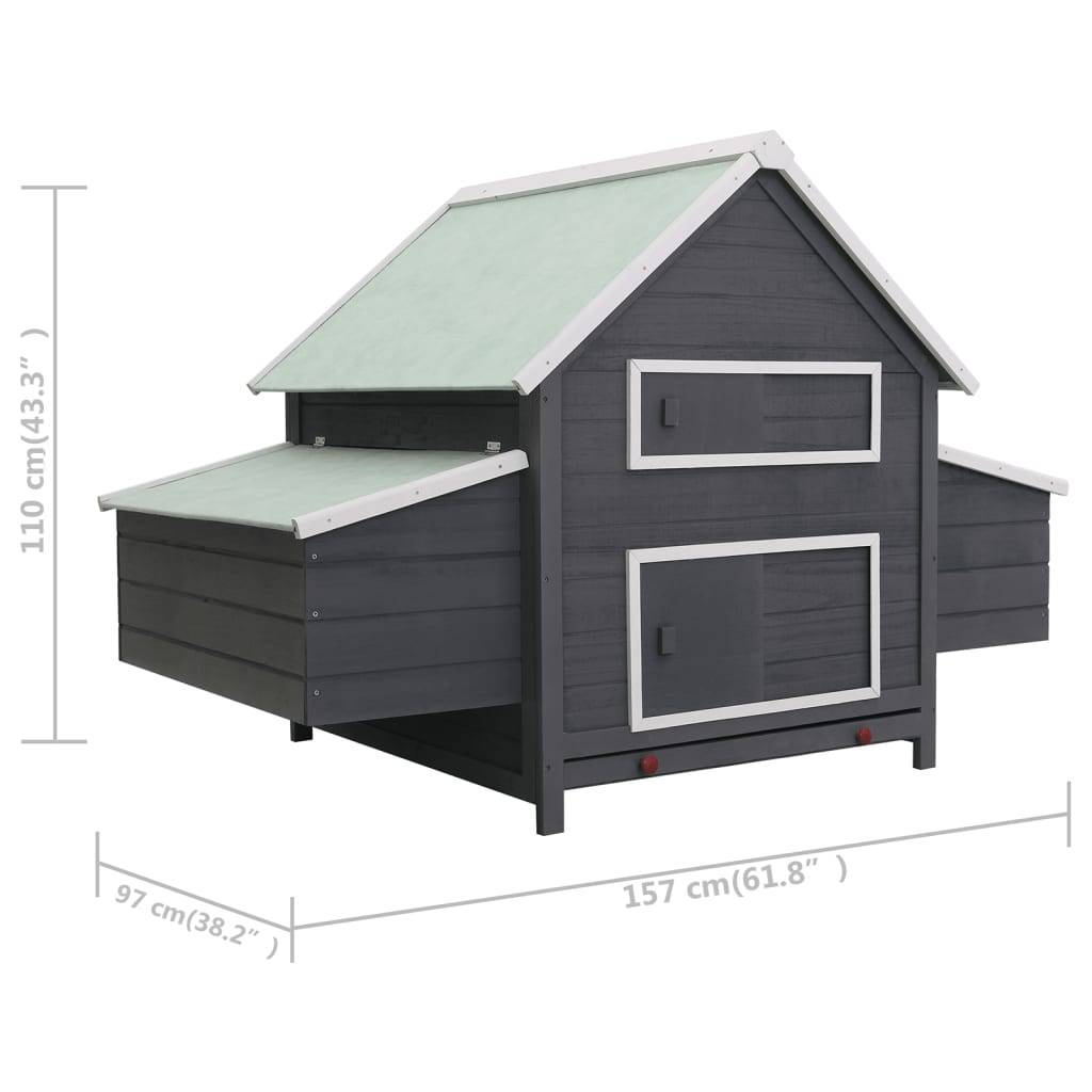 Vidaxl - Poulailler Gris 157x97x110 cm Bois vidaXL 170855 - Image 3