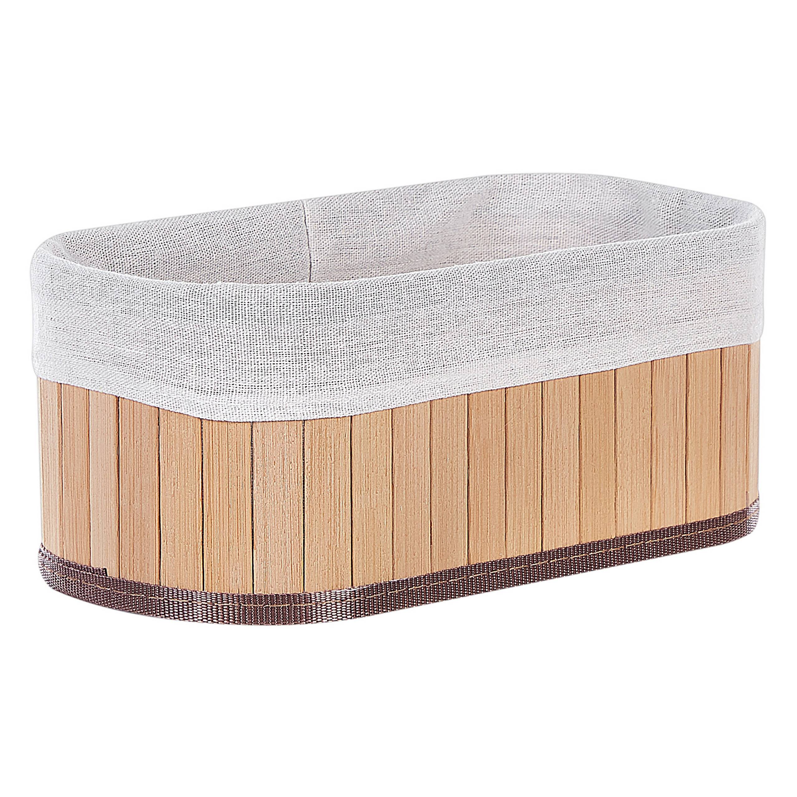 Paniers Teinte Bois Clair en Bambou Coton et Viscose Bacs Rangement à Linge Rectangle à Anses Pratiques pour Salle de Bains Lot de 5 - Image 7