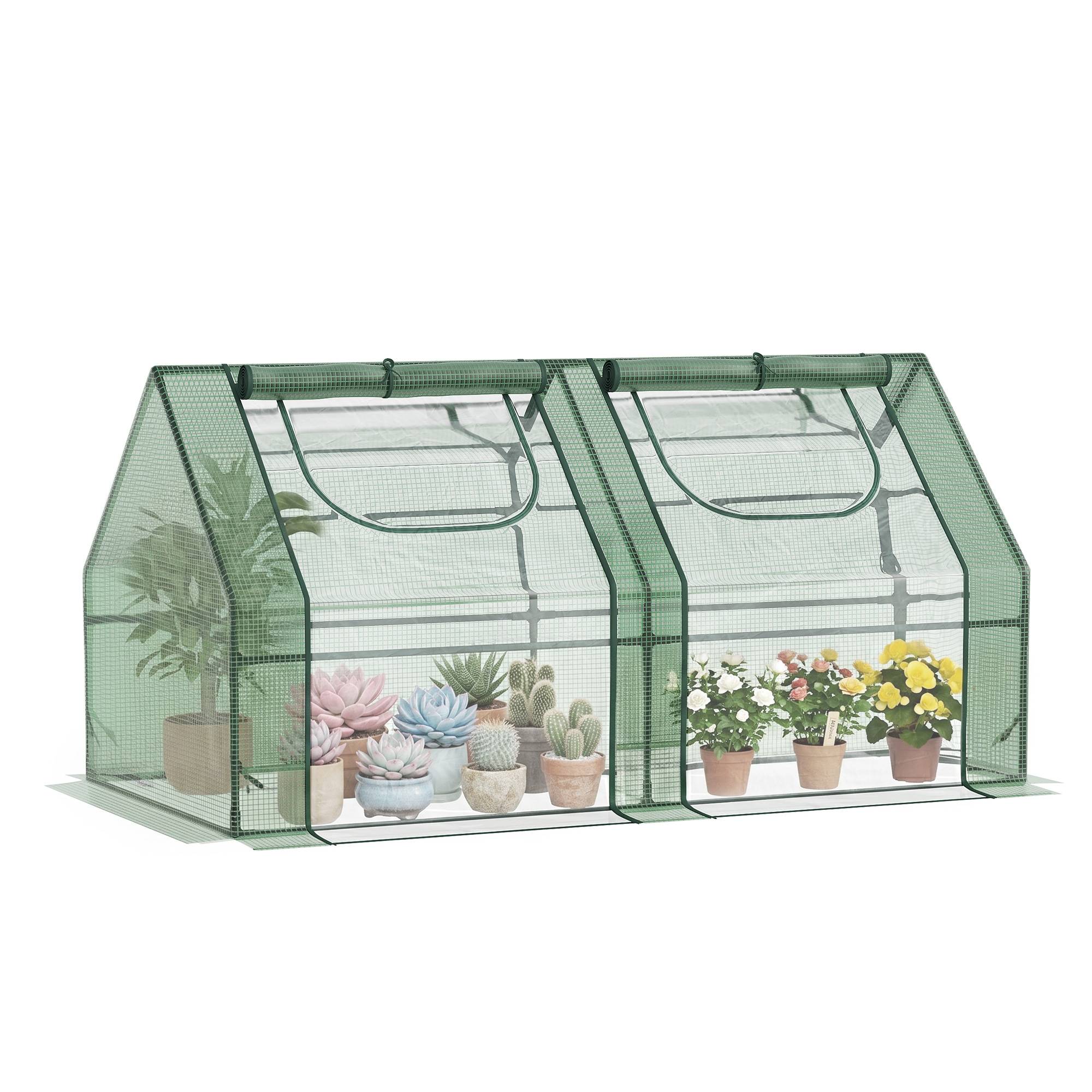 Mini Serre de Jardin Acier et PVC Double Couche pour Plantes 180x90x90 cm Vert - ComfortXL Outdoor Living - Image 1