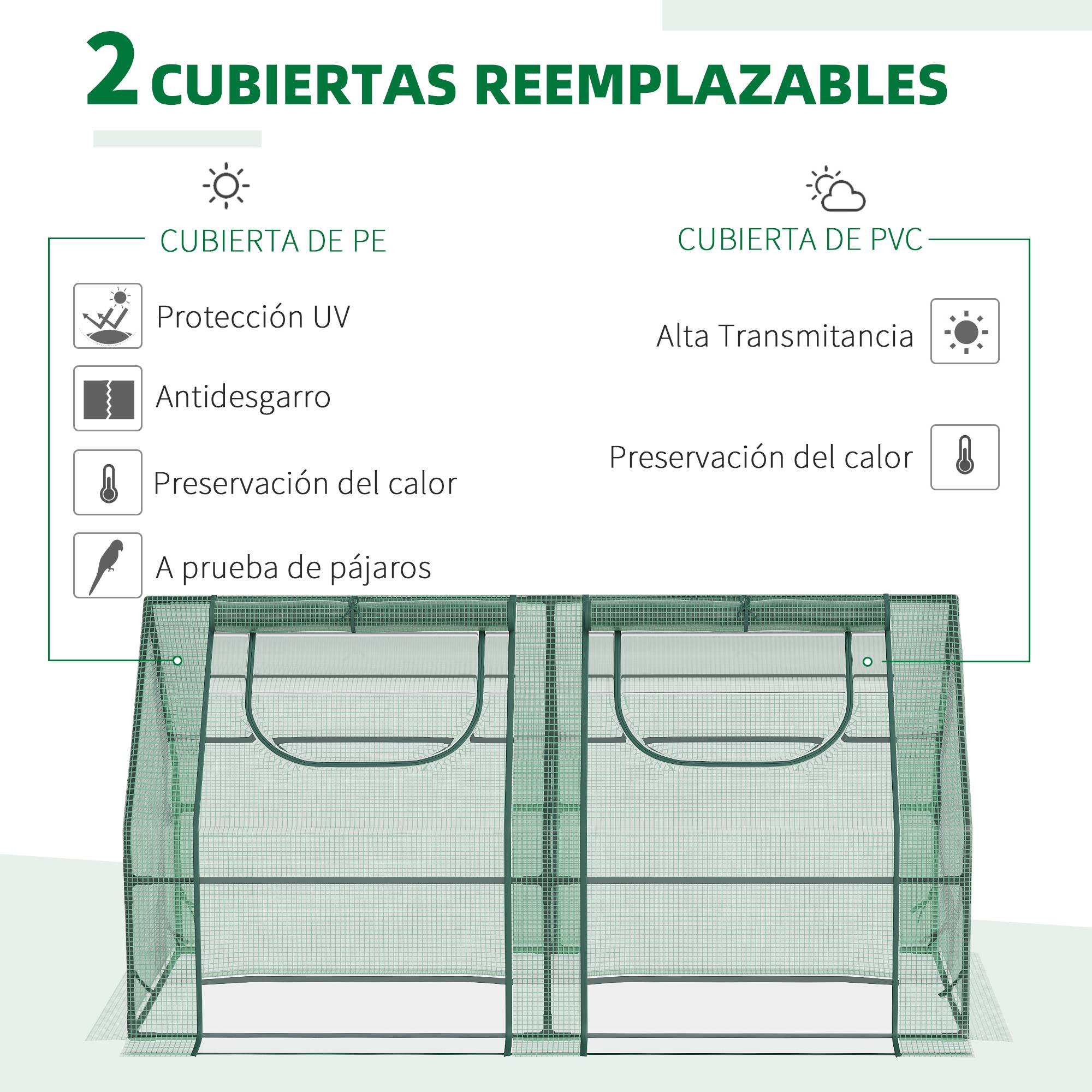 Mini Serre de Jardin Acier et PVC Double Couche pour Plantes 180x90x90 cm Vert - ComfortXL Outdoor Living - Image 6