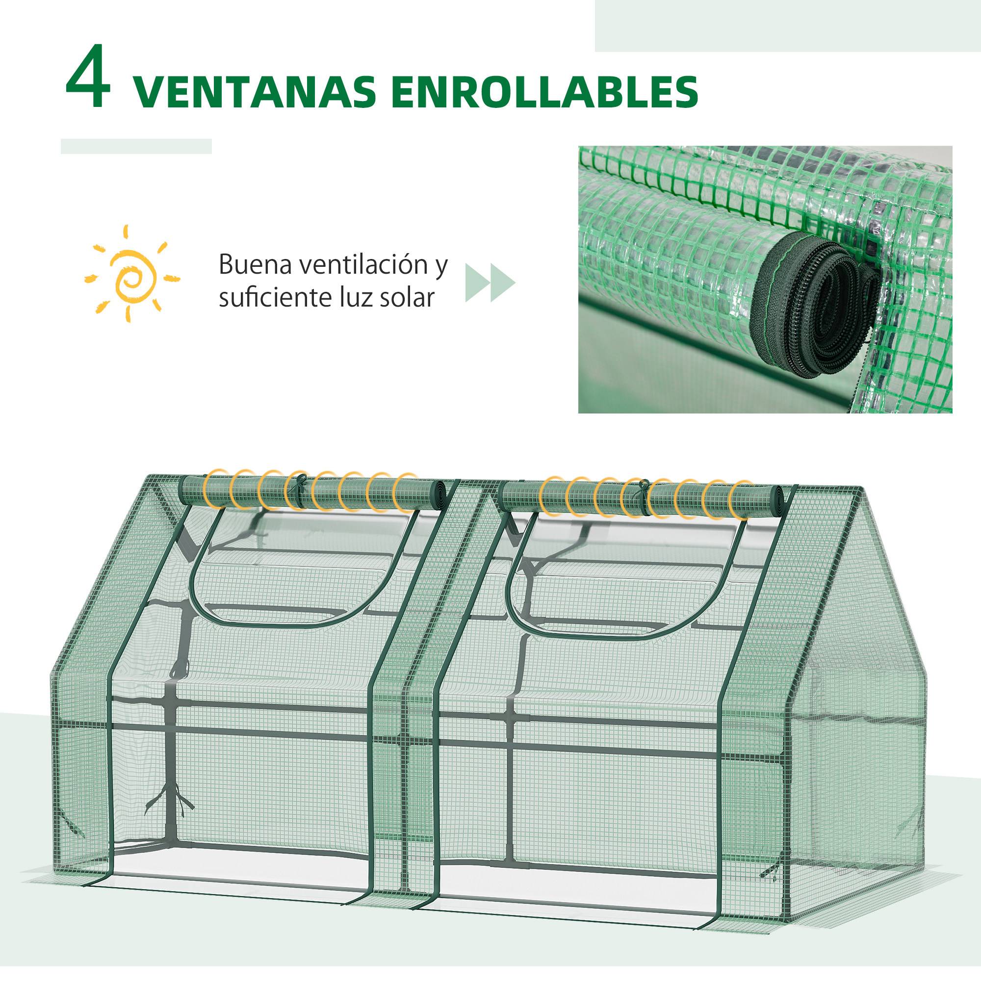 Mini Serre de Jardin Acier et PVC Double Couche pour Plantes 180x90x90 cm Vert - ComfortXL Outdoor Living - Image 8