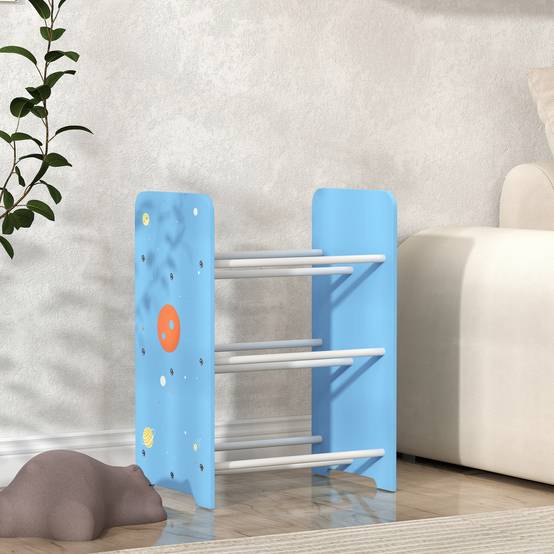 Étagère à livres pour enfants dès 3 ans, étagère à jouets avec 6 bacs en tissu non tissé, 43 x 30 x 60 cm, bleue - Image 10