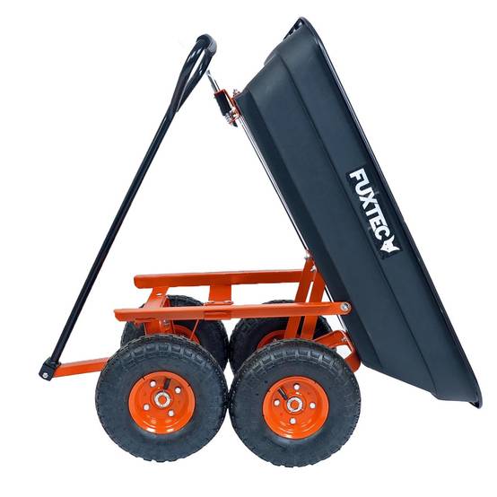 FUXTEC - Chariot de jardin - FUXTEC FX-KW2175 - 4 roues, benne basculante, transport, 300 kg chantier - Image 3
