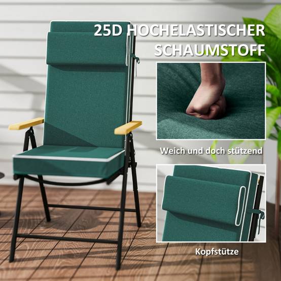 Coussin de siège, polyester, vert, 120 x 47 x 9.5 cm - PANGIVO - Image 4