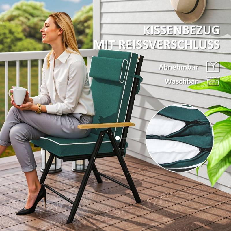 Coussin de siège, polyester, vert, 120 x 47 x 9.5 cm - PANGIVO - Image 6