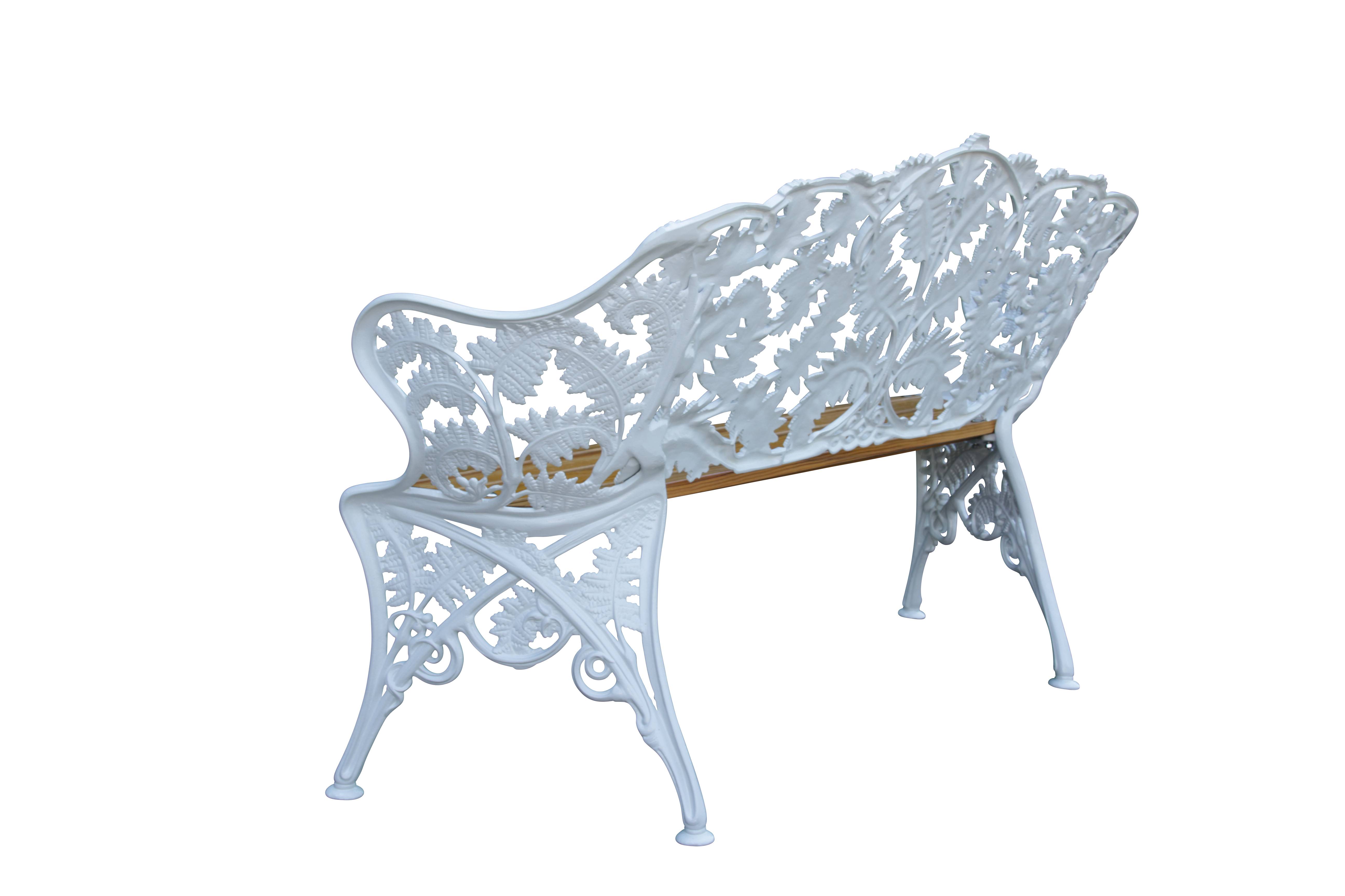 Banquette aluminium et bois fougère, Dommartin 147cm blanc - Image 3
