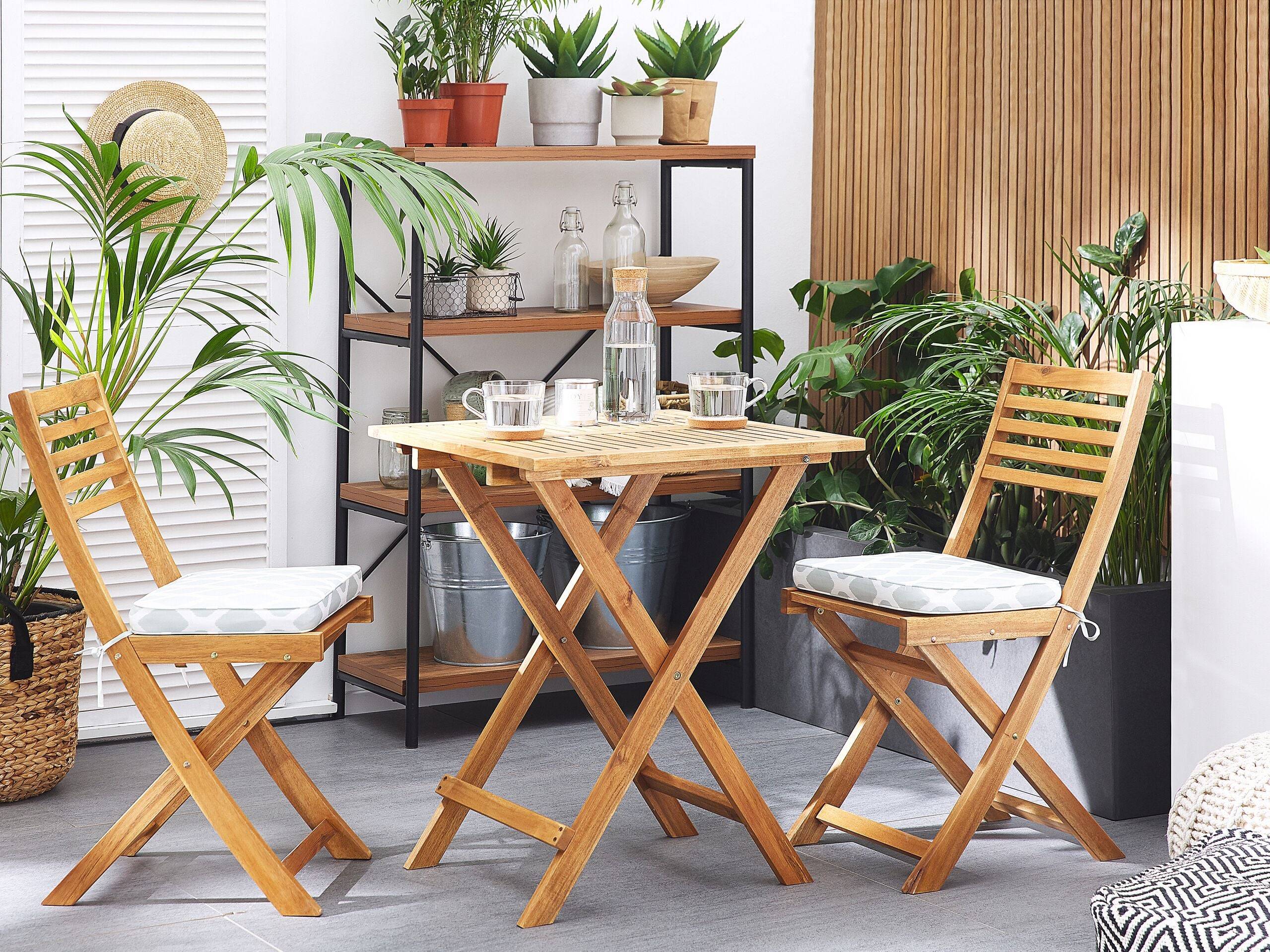 Beliani - Set de bistrot, 2 Personnes Acacia Vert menthe FIJI - 60x60x75- Beliani - Image 1