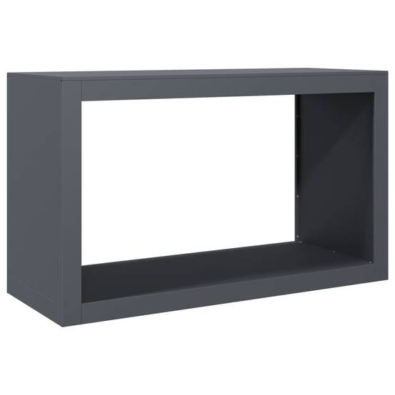Porte-bûches Acier Anthracite Rangement Cheminée Design Moderne 100x40x60cm - ComfortXL Outdoor Living - Image 2