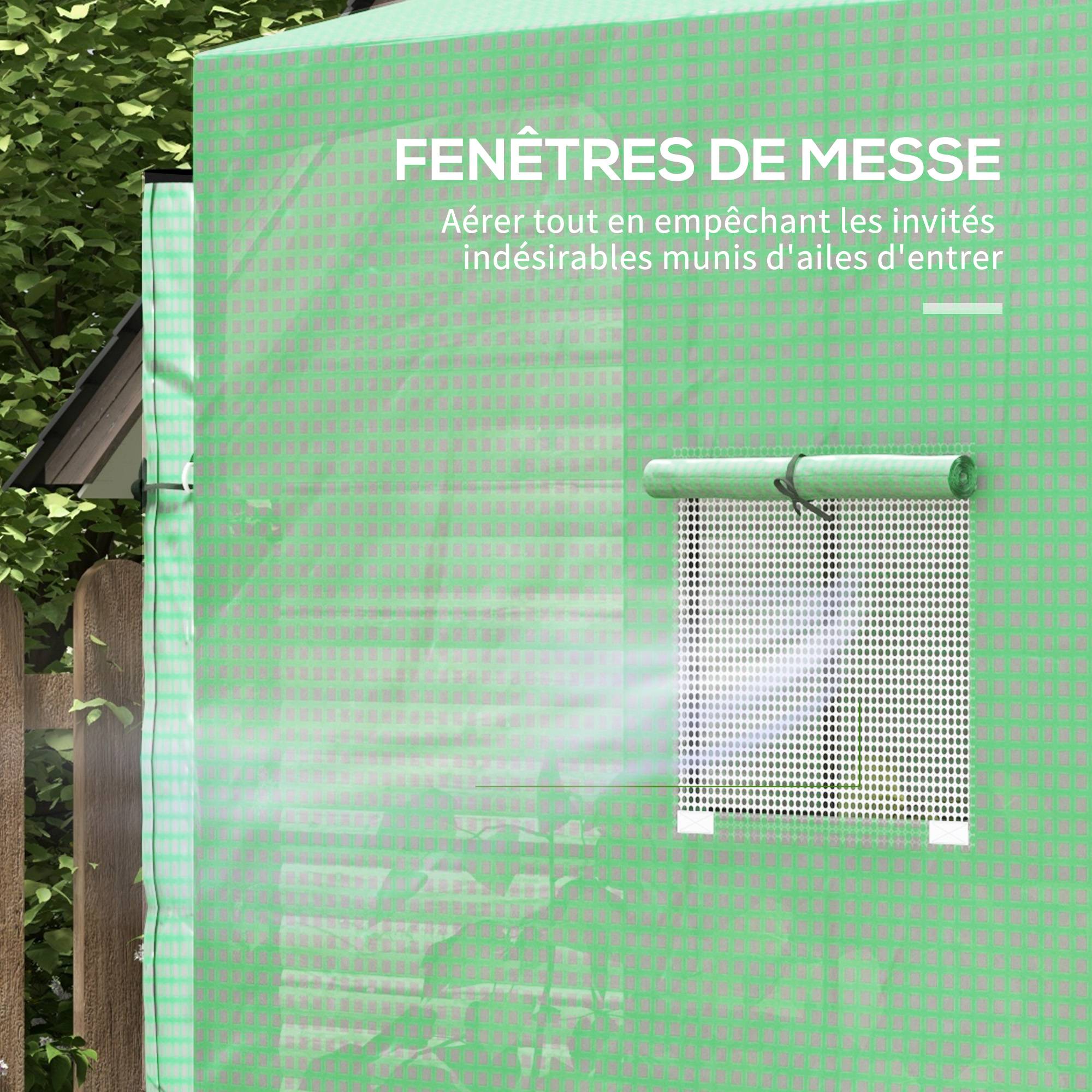 Sans Marque - Serre de jardin adossée murale serre à tomate 2 Portes zippées enroulables, 1 fenetre, dim. 200L x 80l x 200/180H cm - Image 8