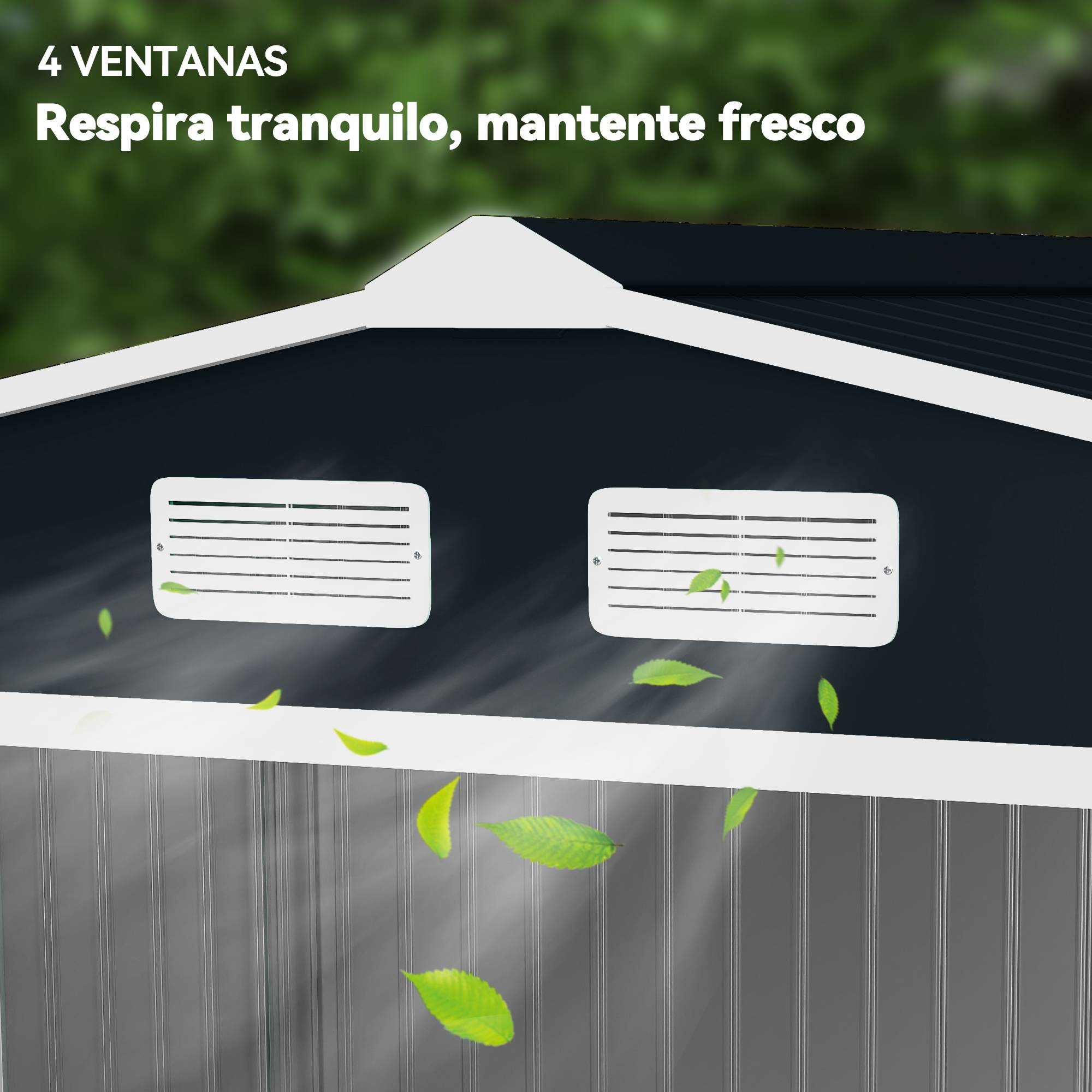 Abri de jardin 4,9 m² 277 x 195 x 192 cm avec 2 portes coulissantes, base renforcée (plancher non inclus), gris foncé - Image 10