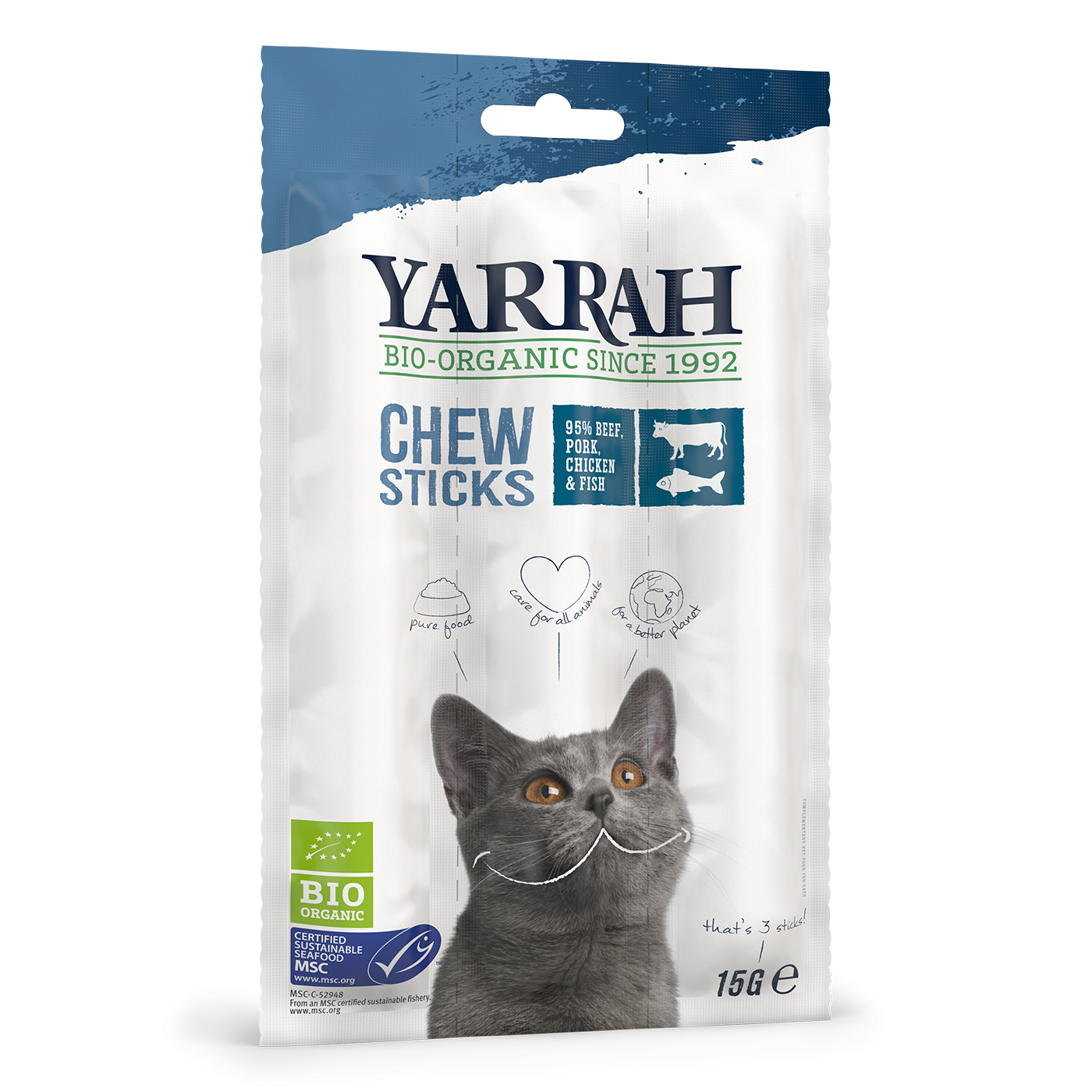 Yarrah - Bâtonnets à mâcher Bio Boeuf & Poisson pour Chat - Image 1