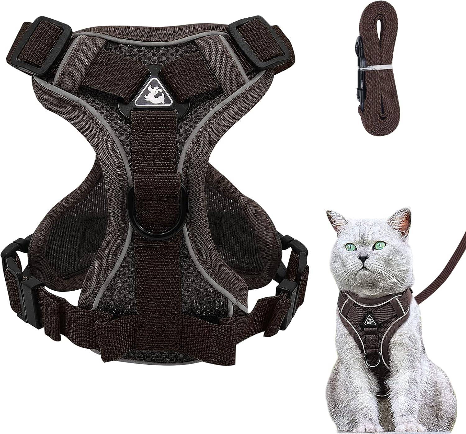 Harnais réglable pour Chat - Anti-éclatement Marron - L