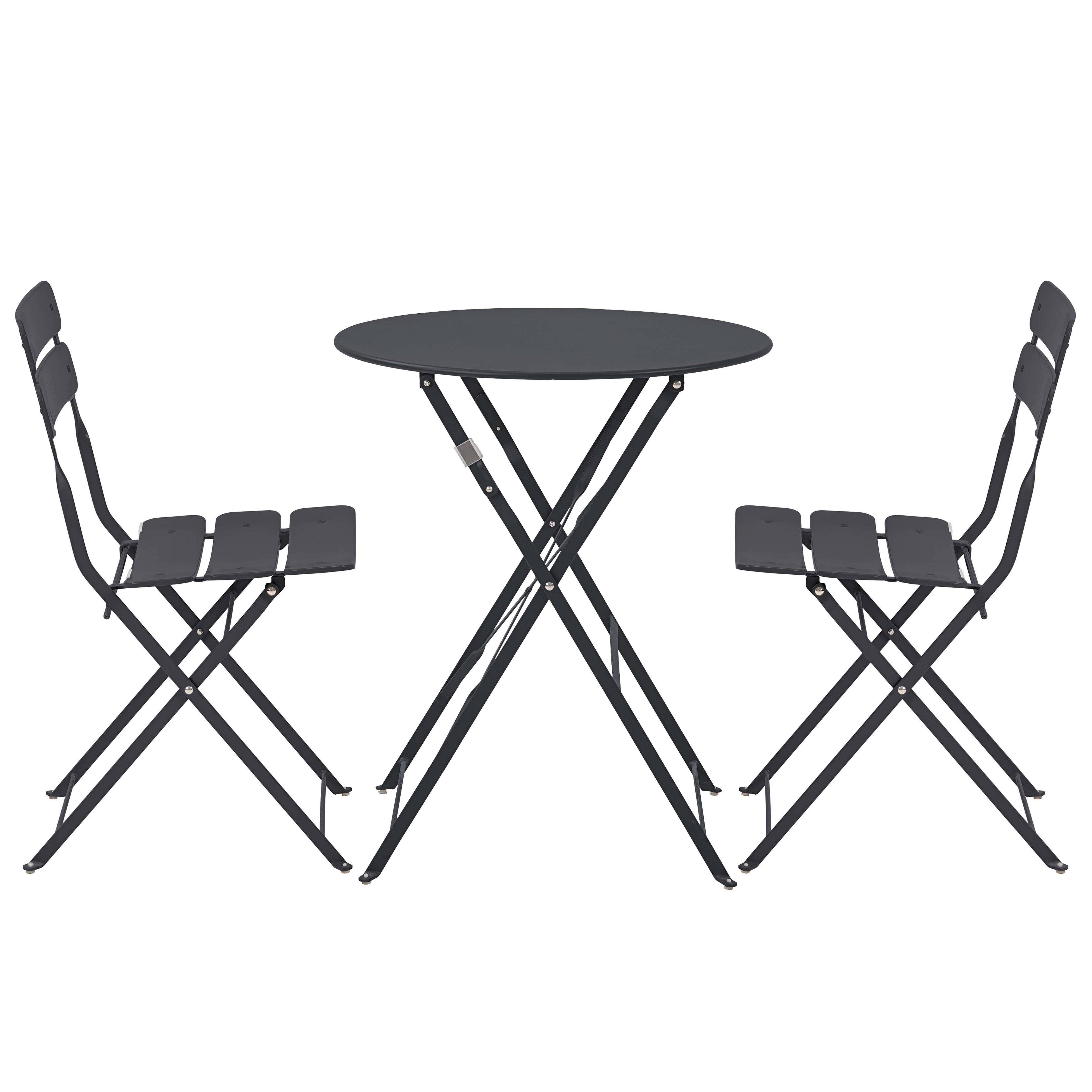 Oviala - Table de terrasse ronde pliante et 2 chaises pliantes anthracite Annecy - Oviala - Image 1