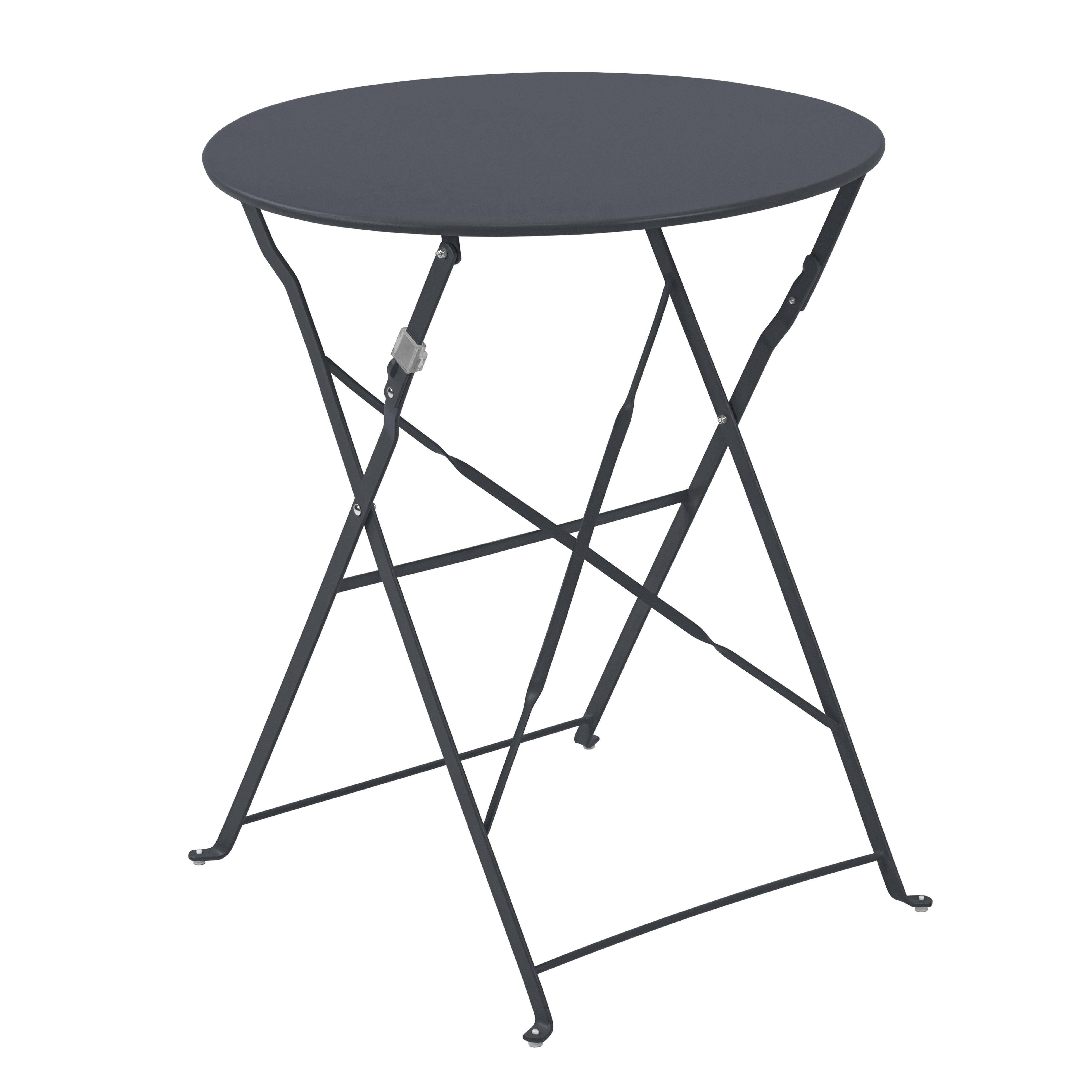 Oviala - Table de terrasse ronde pliante et 2 chaises pliantes anthracite Annecy - Oviala - Image 2