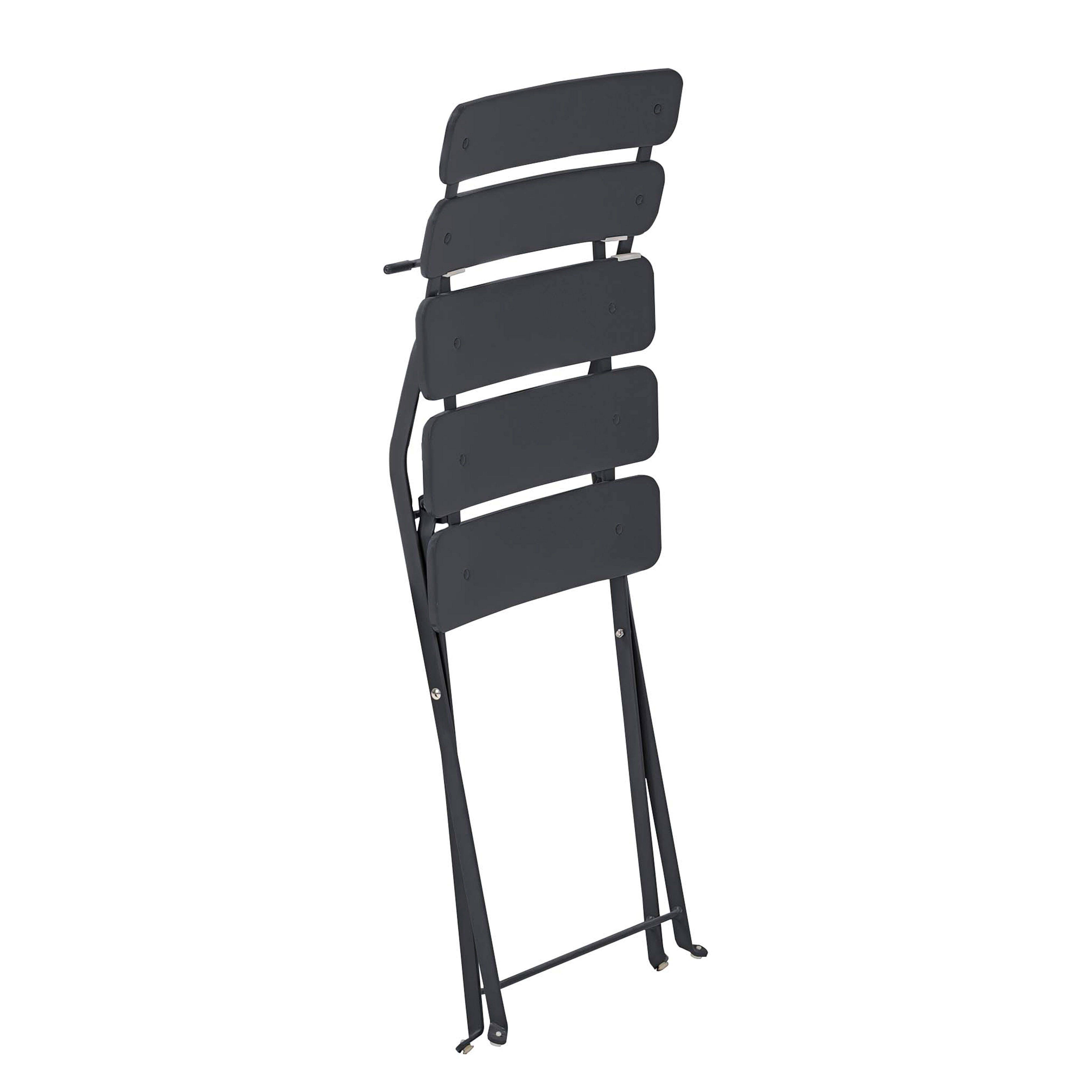 Oviala - Table de terrasse ronde pliante et 2 chaises pliantes anthracite Annecy - Oviala - Image 5