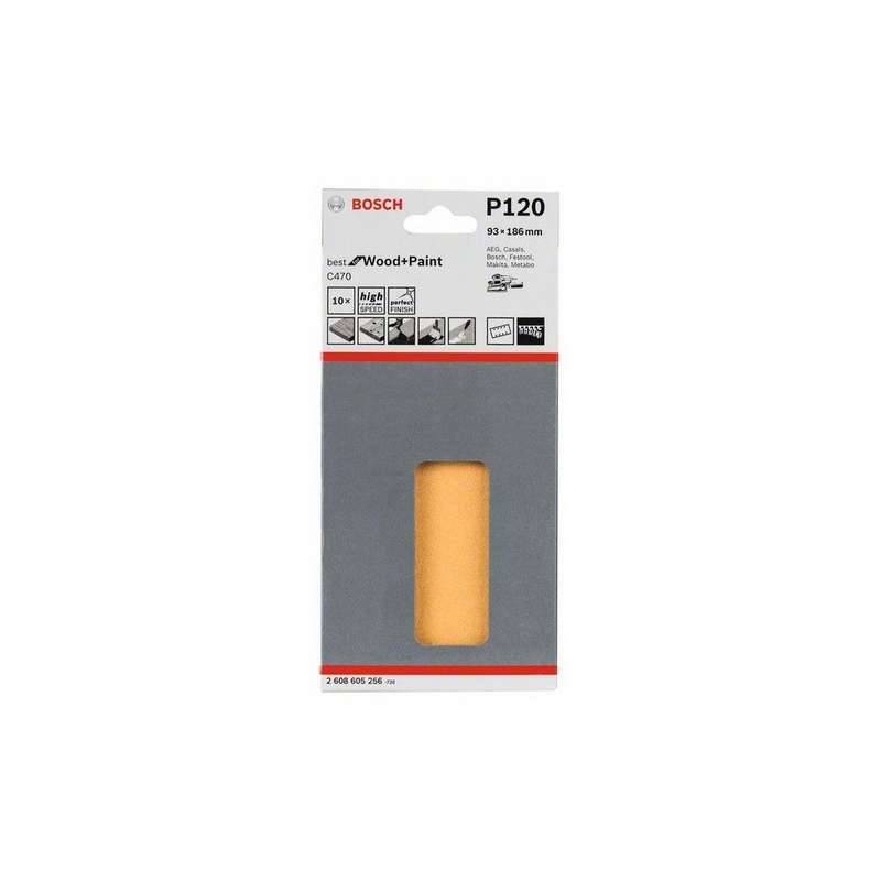 Bosch - 10 Feuilles abrasives C470 BOSCH pour ponceuses vibrantes 93 x 186 mm Best for Wood and Paint 8 trous - taille  - BOSCH ACCESSOIRES - Image 2