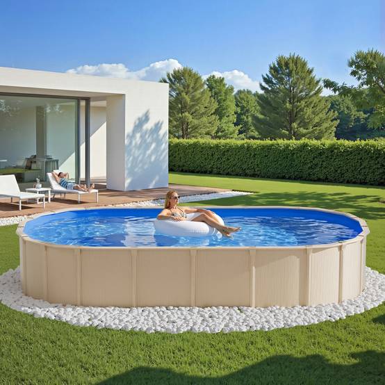 VEVOR Liner Piscine Hors-Sol Film Intérieur de Piscine Ovale 360x623x120 cm Bleu - Image 8