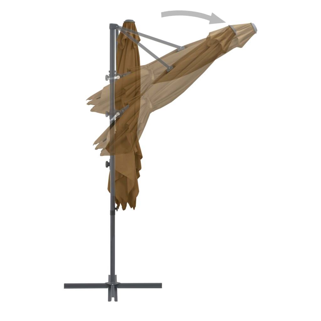 Helloshop26 - Parasol meuble de jardin en porte-à-faux avec mât en acier taupe 250 x 250 cm - Image 5