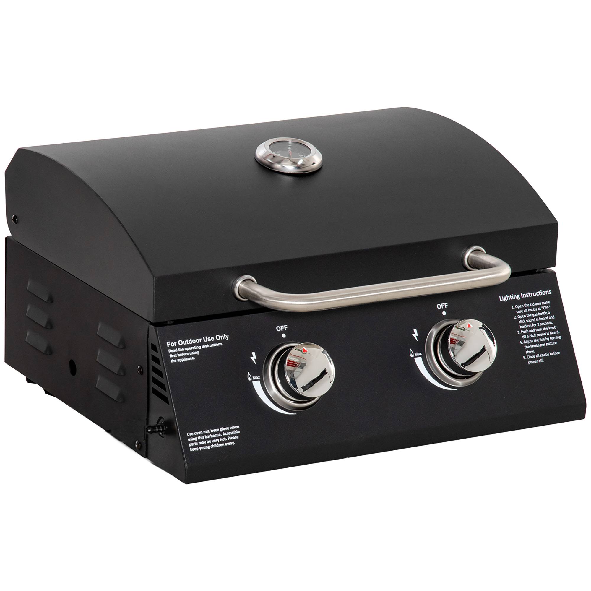 Sans Marque - Barbecue gaz table transportable pieds pliables 2 brûleurs 5kW camping grille - Image 2