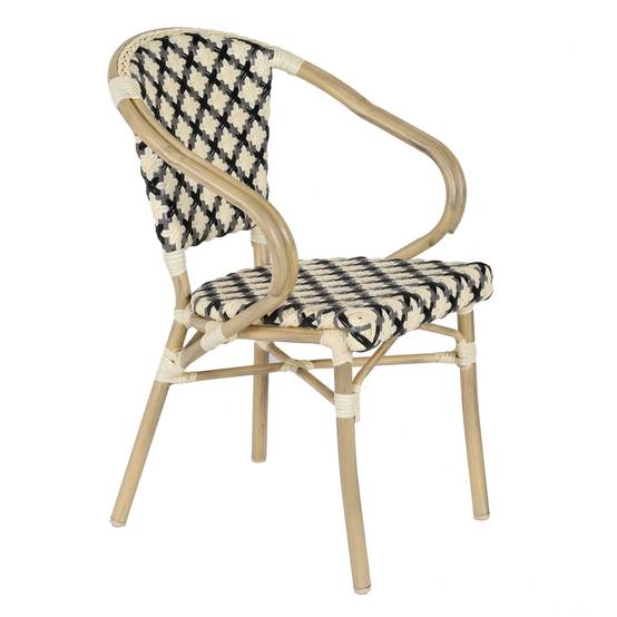 Oviala - Ensemble table de terrasse marbre blanc et 2 chaises noir Montmartre - Oviala - Image 6