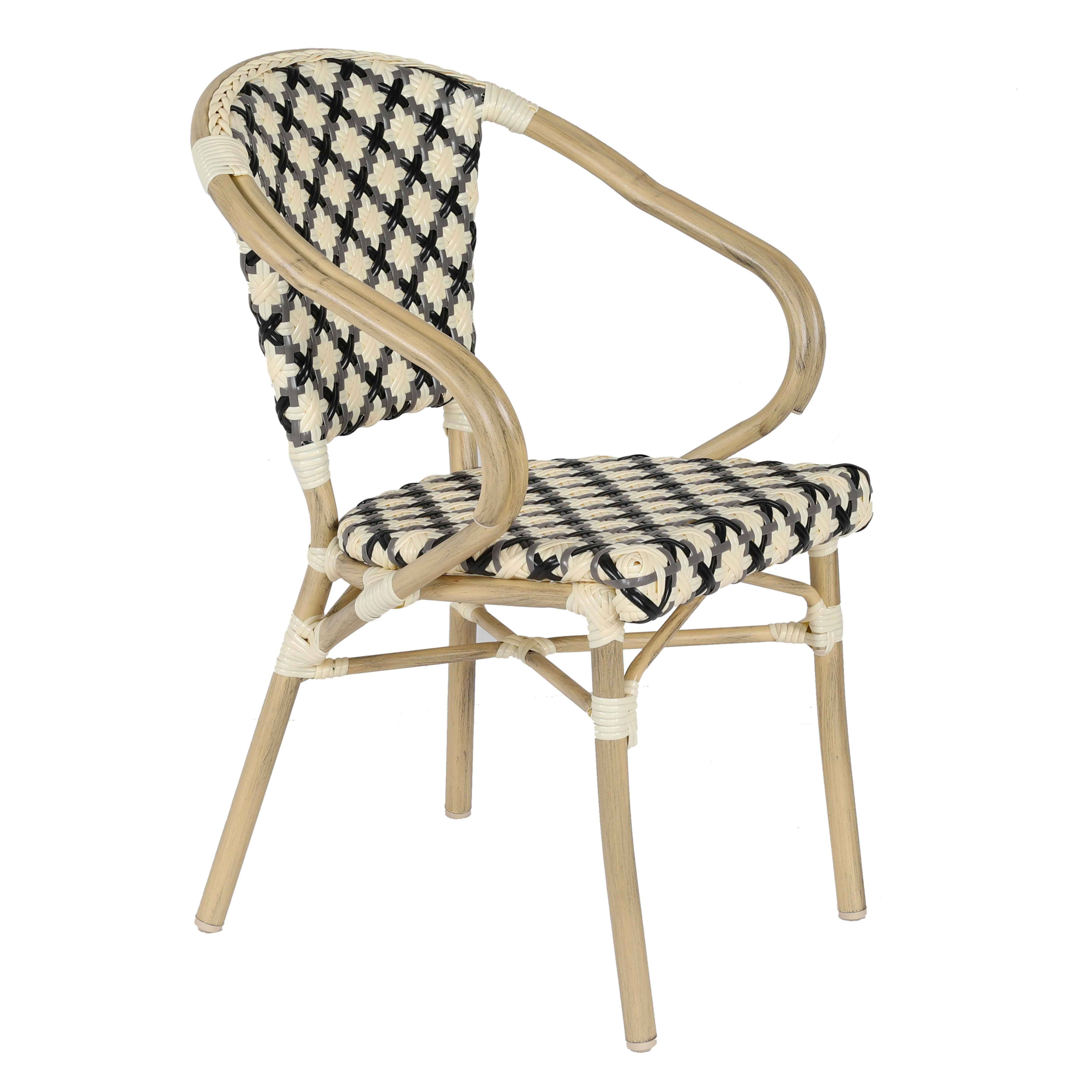 Oviala - Ensemble table de terrasse marbre blanc et 2 chaises noir Montmartre - Oviala - Image 6