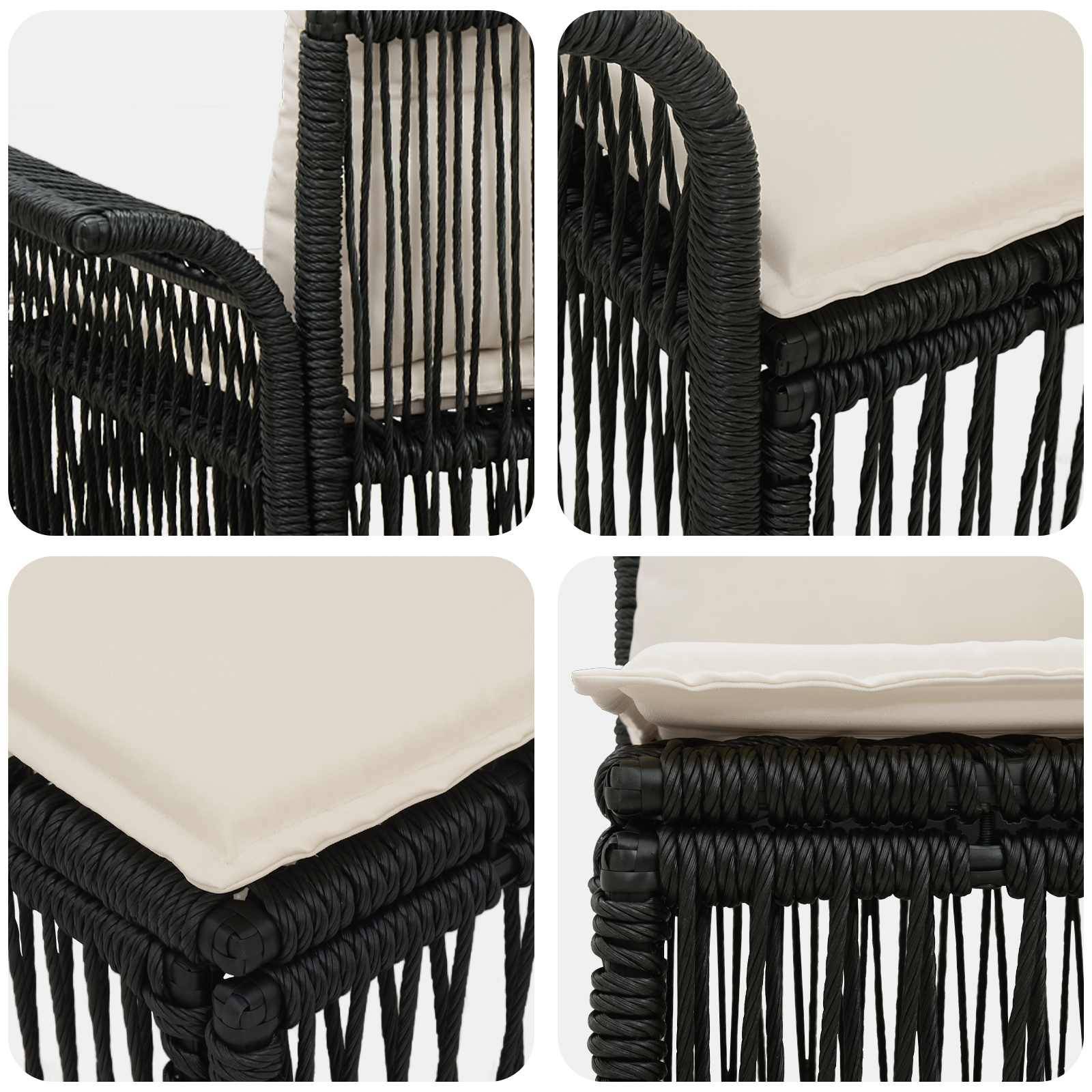 Vidaxl - Ensemble de canapé de jardin 4 pcs-Salons de jardin 4 place Noir polyrotin 133552 - Image 6