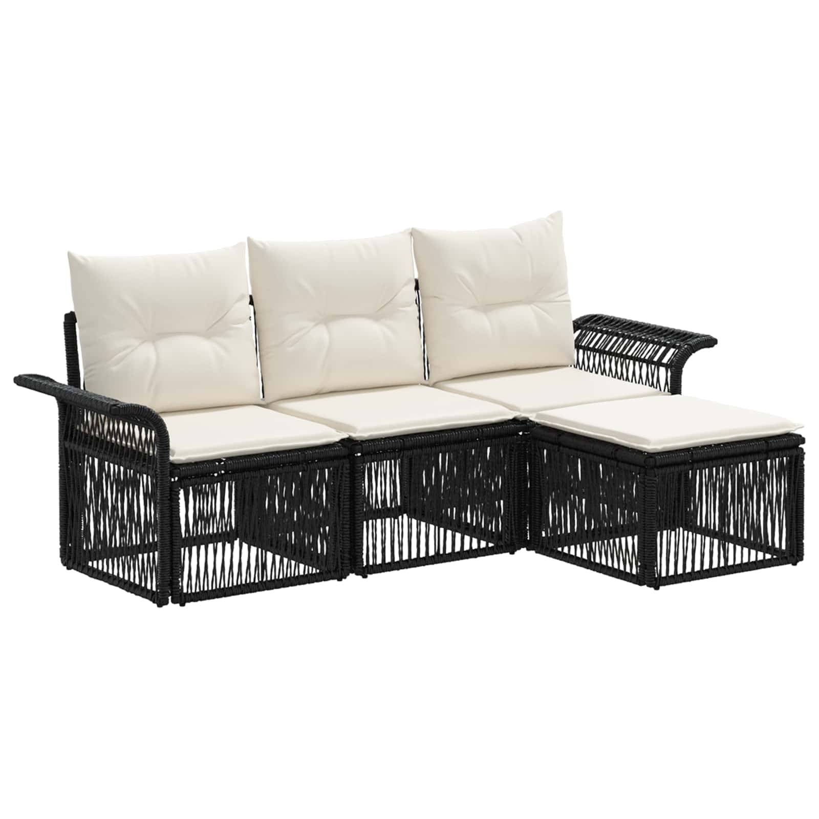 Vidaxl - Ensemble de canapé de jardin 4 pcs-Salons de jardin 4 place Noir polyrotin 133552 - Image 2