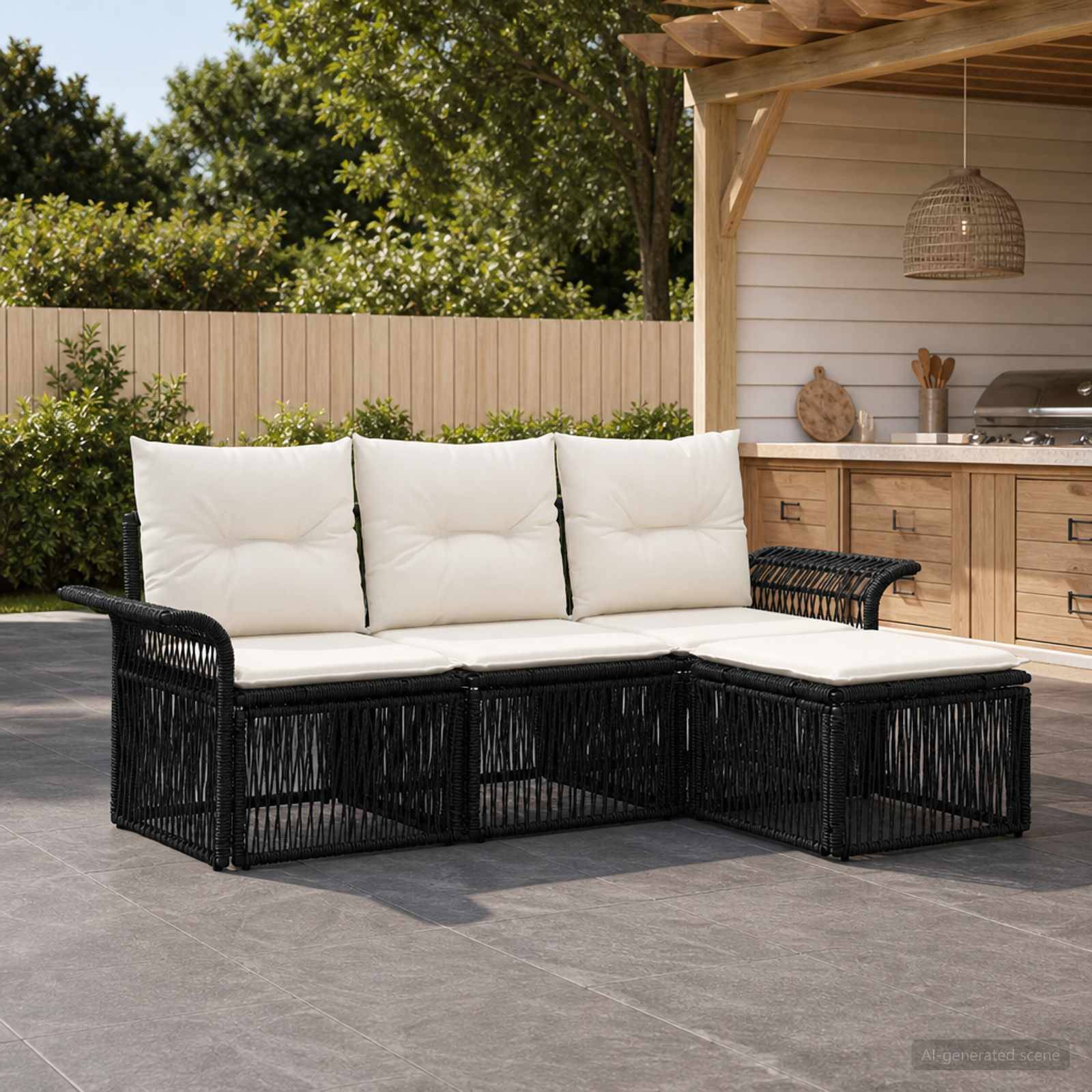 Vidaxl - Ensemble de canapé de jardin 4 pcs-Salons de jardin 4 place Noir polyrotin 133552