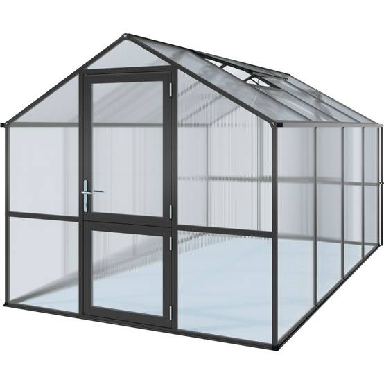 Serre de jardin 10m² aluminium et polycarbonate Rose IV, Gris anthracite. KGT - Image 2