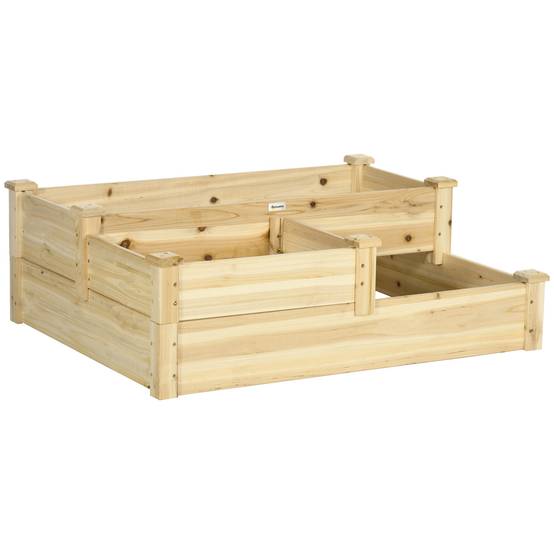 Carré Potager Escalier Bois Sapin 3 Niveaux Jardin Balcon 108x88cm Naturel - ComfortXL Outdoor Living - Image 2
