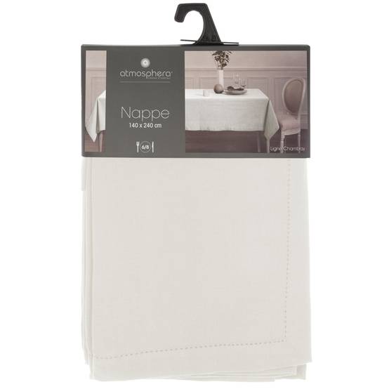 Nappe en coton Chambray Blanc 140 x 240 cm - Image 4