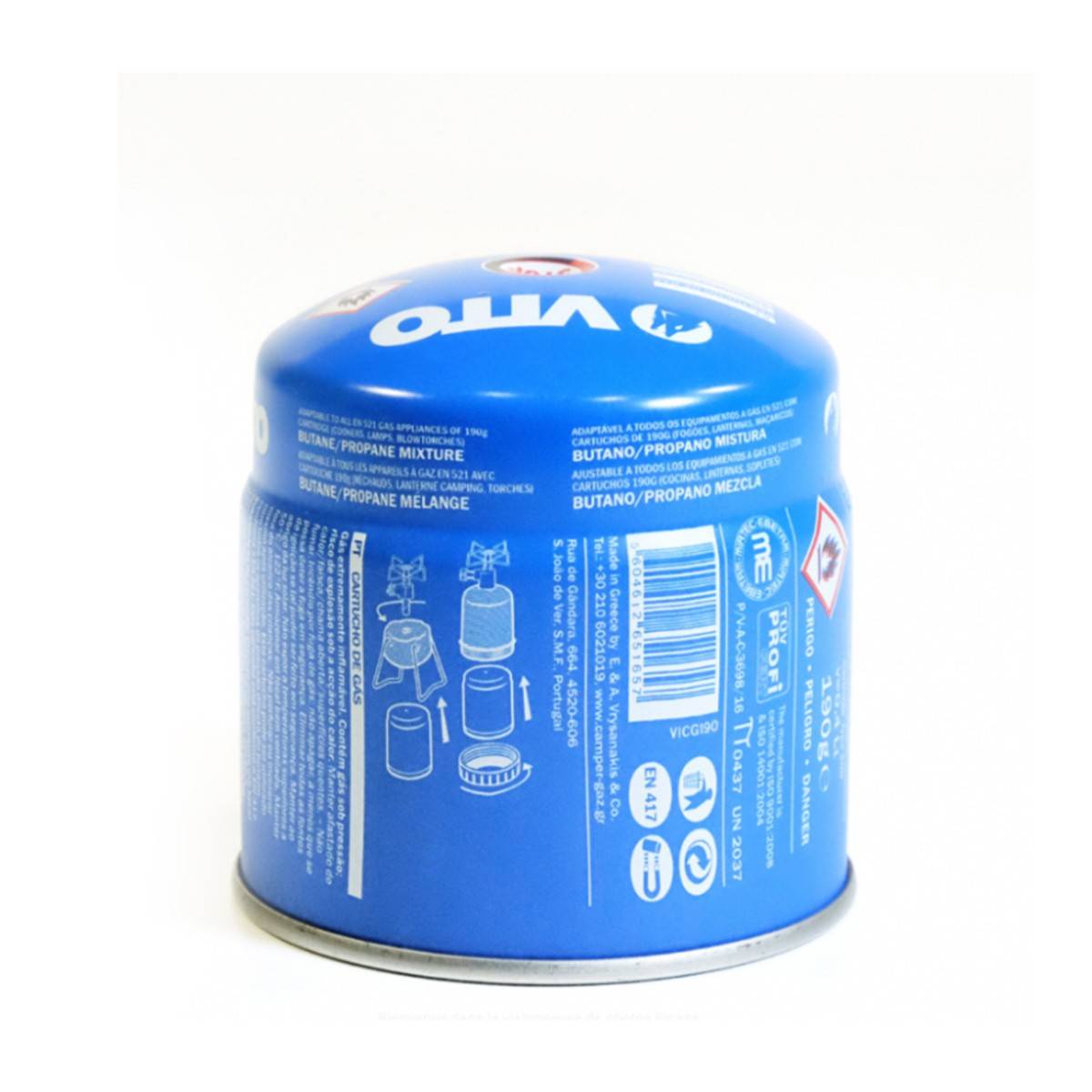Pack 36 cartouches gaz 190g VITO butane perçable sécurité stop-gaz TUV - Image 2