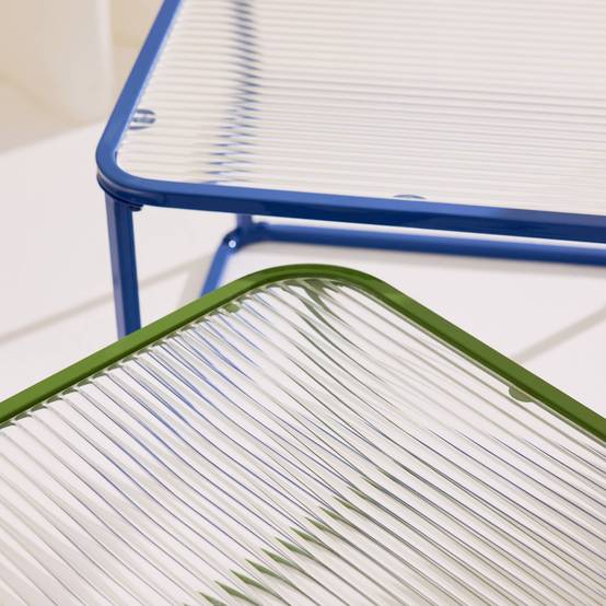 sweeek - Tables gigognes métal et verre strié bleu et vert - Tano | sweeek - Image 5
