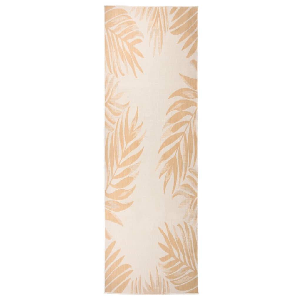 Tapis de Couloir Extérieur Motif Feuillage Tissage Plat en PP Résistant Jaune 80x250 cm – ComfortXL Outdoor Living - Image 1
