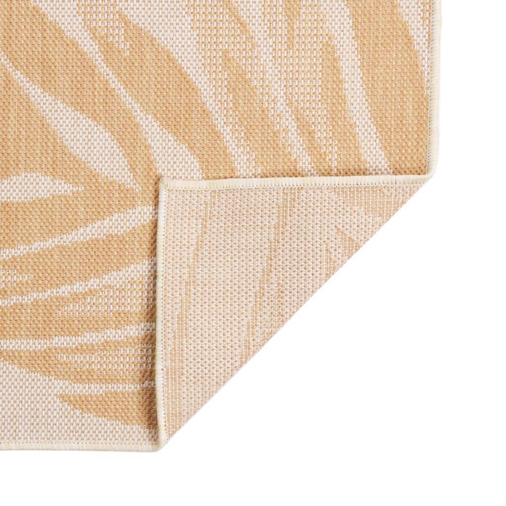 Tapis de Couloir Extérieur Motif Feuillage Tissage Plat en PP Résistant Jaune 80x250 cm – ComfortXL Outdoor Living - Image 2