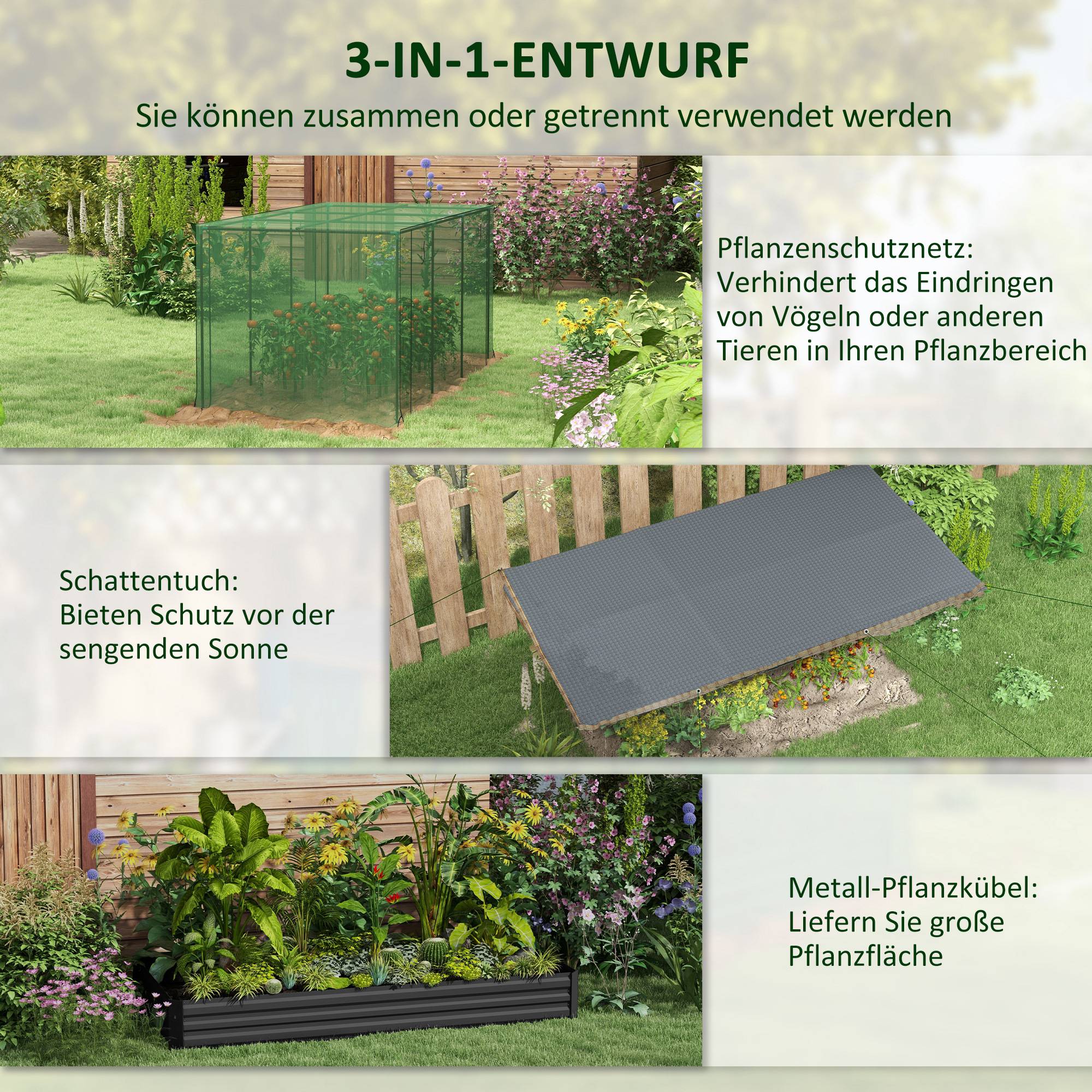 ComfortXL - Carré Potager Métal Serre Tunnel Filet Protection 230x110cm Gris Foncé - ComfortXL Outdoor Living - Image 4