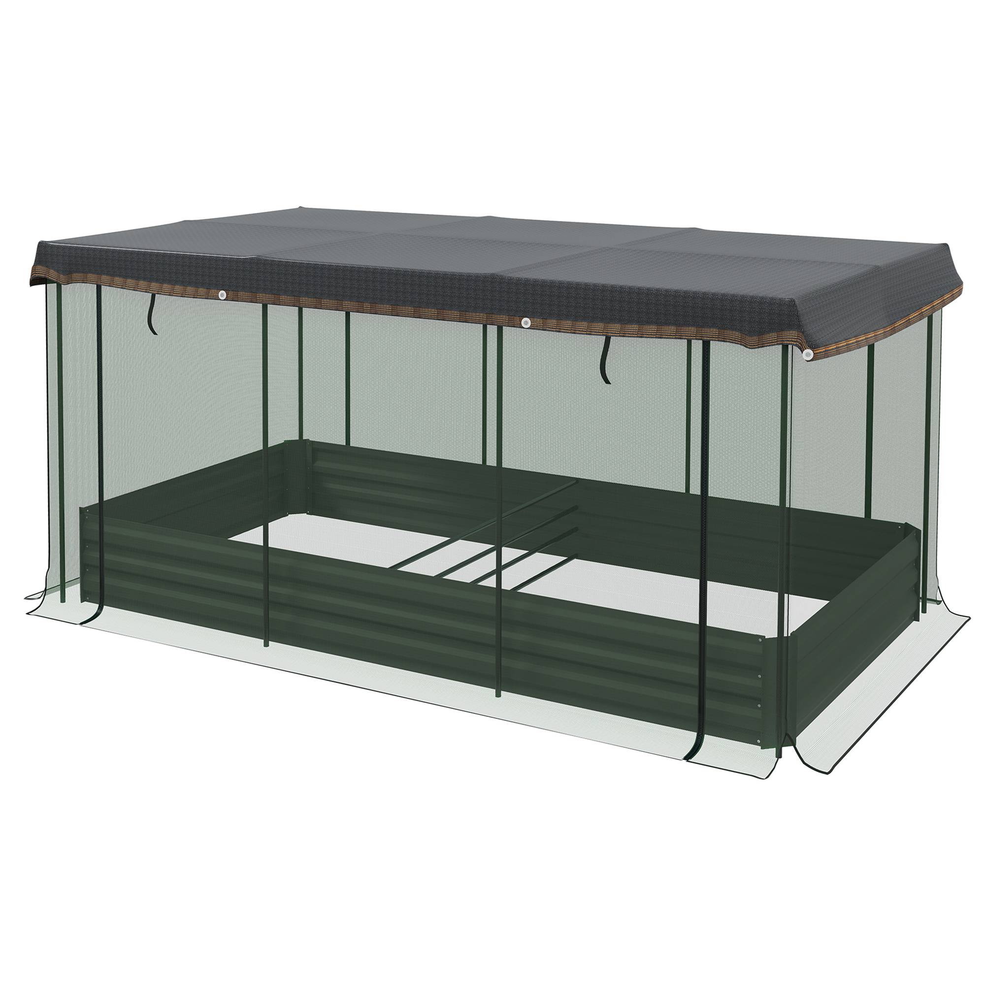 ComfortXL - Carré Potager Métal Serre Tunnel Filet Protection 230x110cm Gris Foncé - ComfortXL Outdoor Living - Image 2