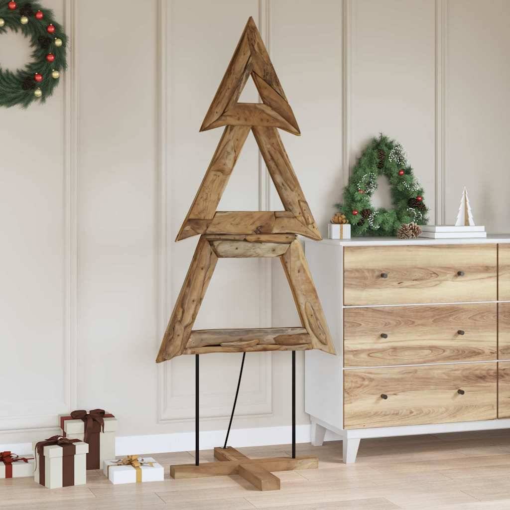 Sapin de Noël en bois de teck massif décoration rustique pour salon 180 cm – ComfortXL Outdoor Living - Image 4