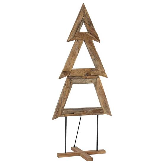 Sapin de Noël en bois de teck massif décoration rustique pour salon 180 cm – ComfortXL Outdoor Living - Image 2