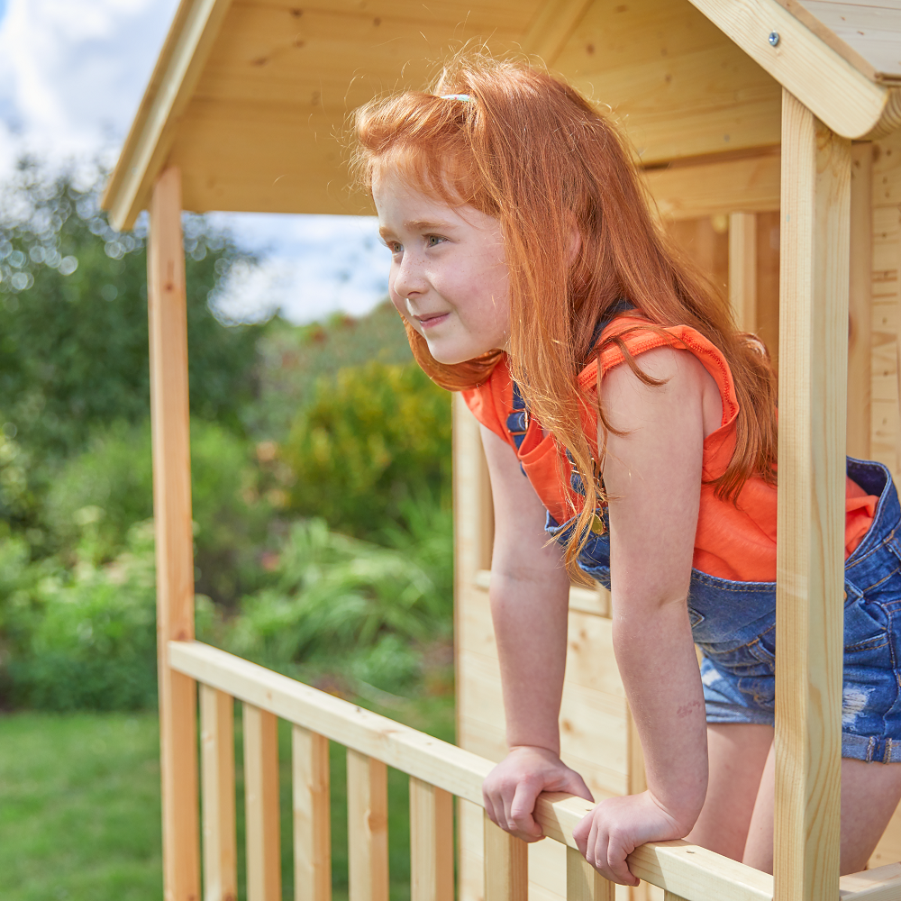 Maisonnette cabane sur pilotis en bois FSC® avec toboggan vert kaki COLLINE - Image 6