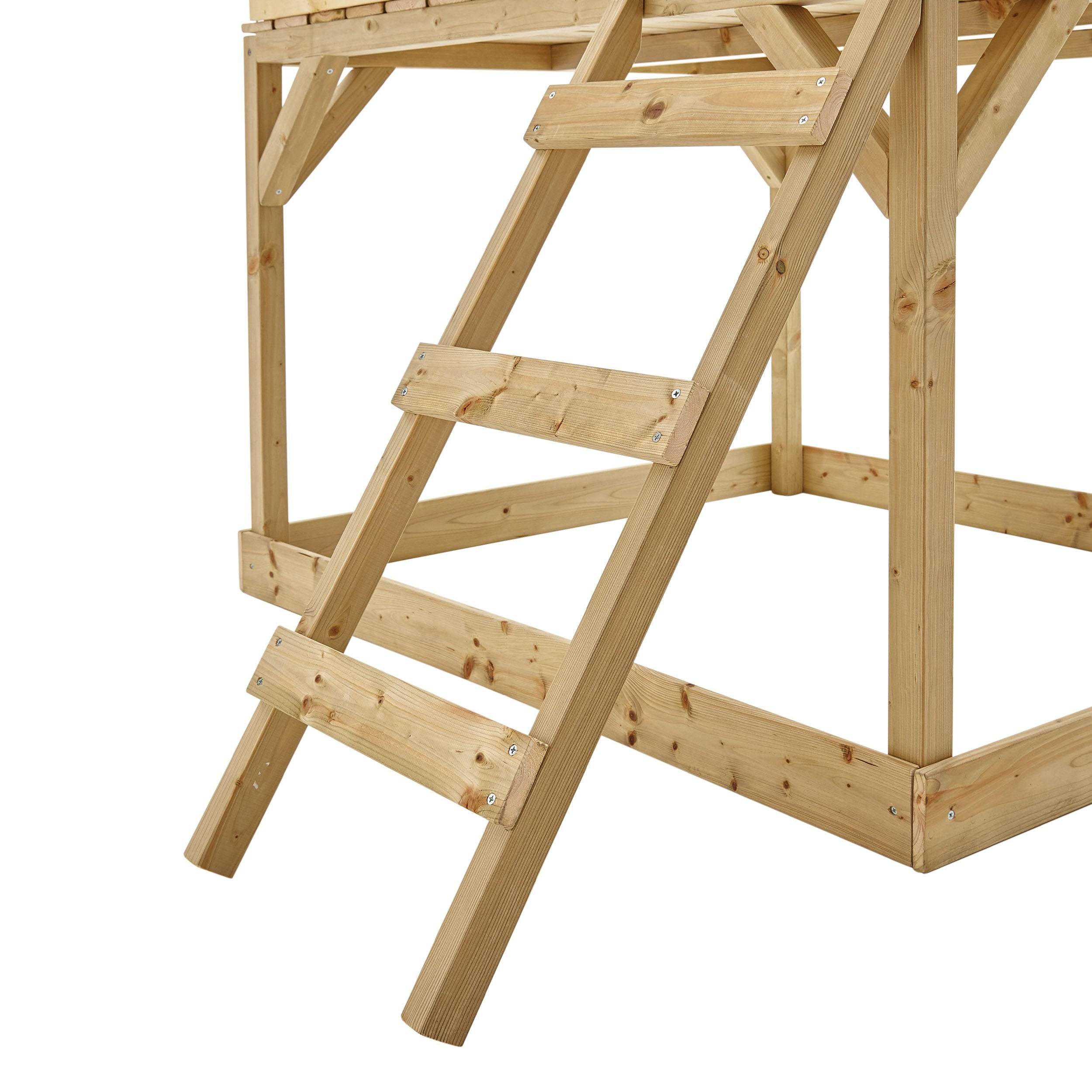 Maisonnette cabane sur pilotis en bois FSC® avec toboggan vert kaki COLLINE - Image 7